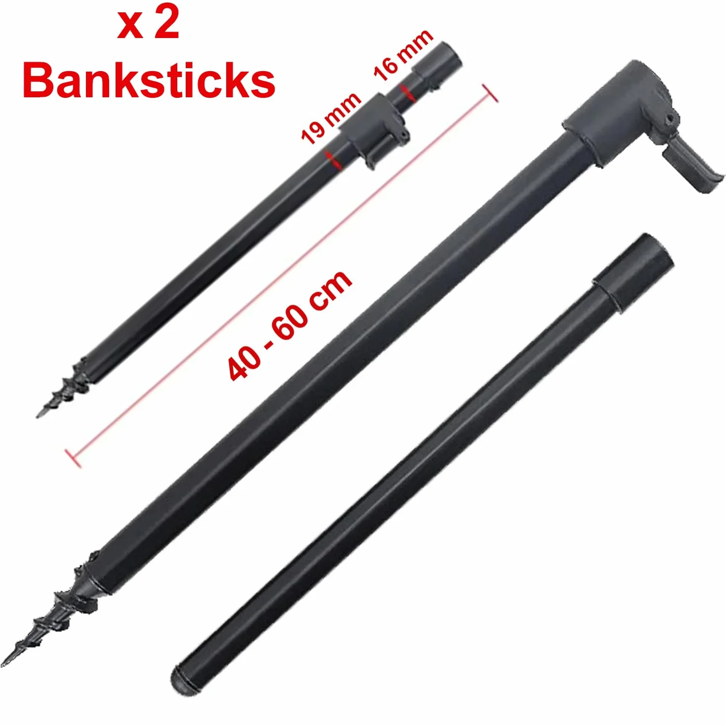 Hirisi Lot de 2 supports de cannes à pêche réglables en différentes longueurs de 30 à 90 cm avec filetage et piquet de tarière comme support de canne à pêche en aluminium