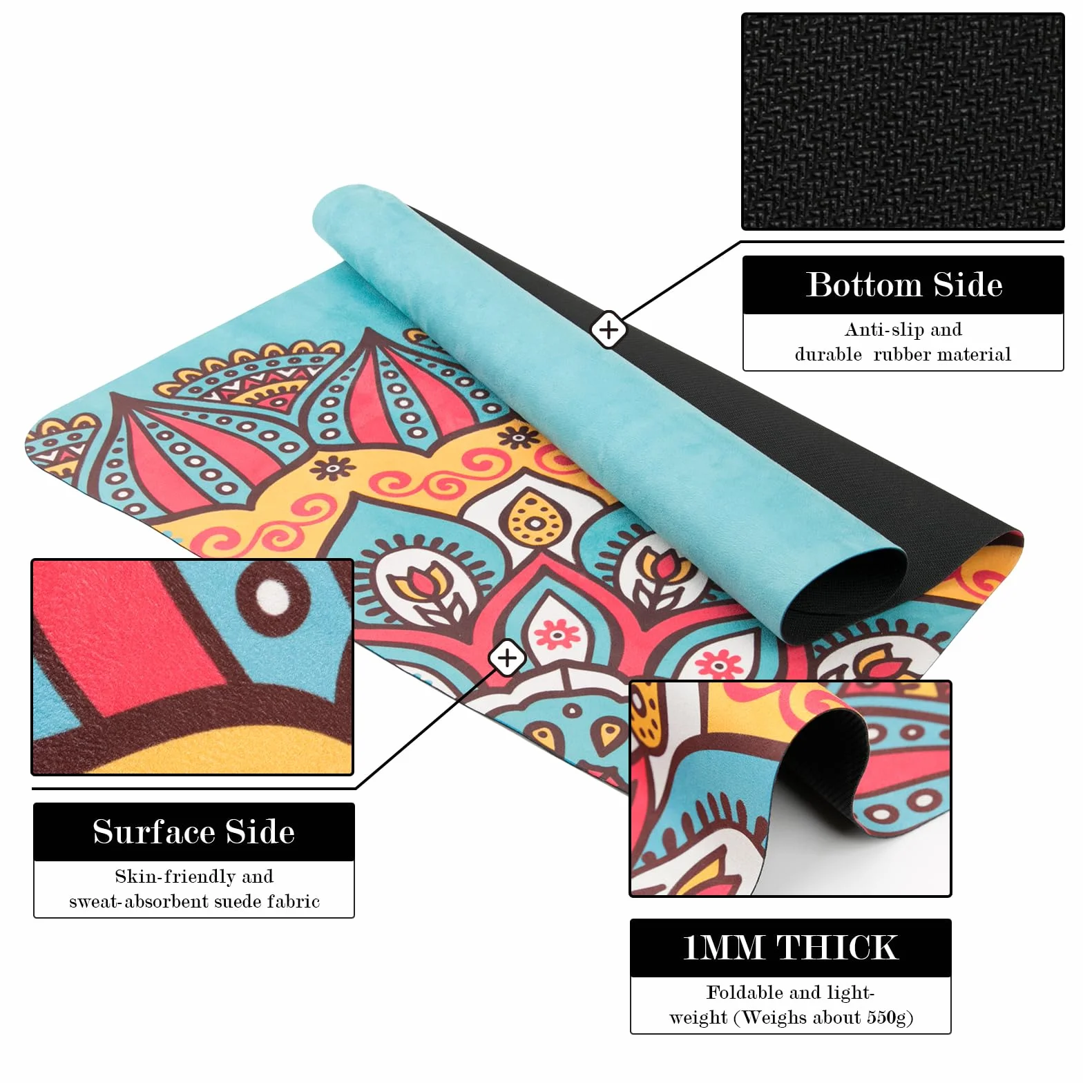 Tapis de Réforme Pilates Antidérapant 96 x 56 cm Housse pour Machine d'exercice