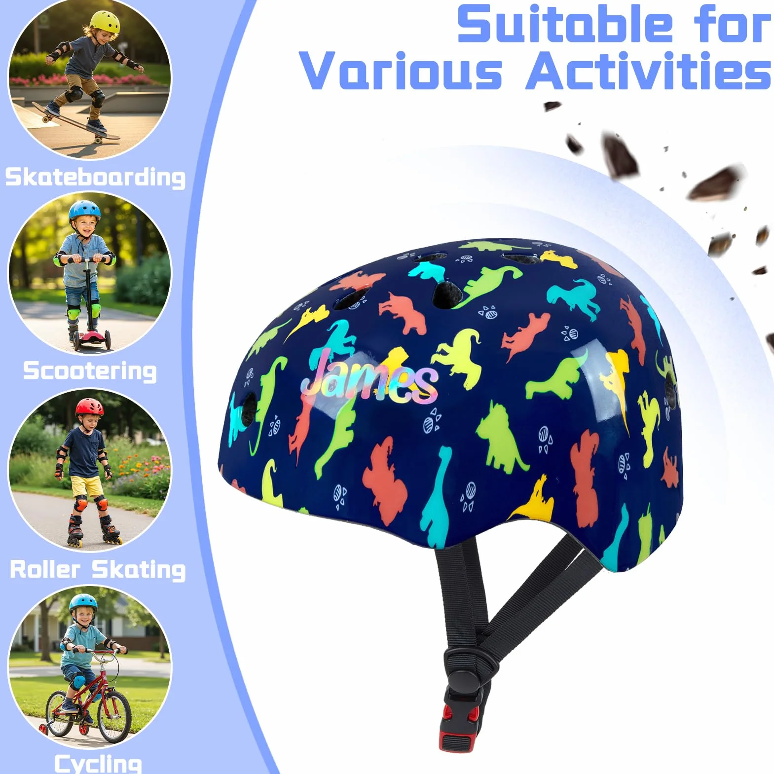 Casque Velo Enfant Licorne Protection Trotinette Genouillères Coudières Réglables Roller Scooter Skateboard 3-8 Ans