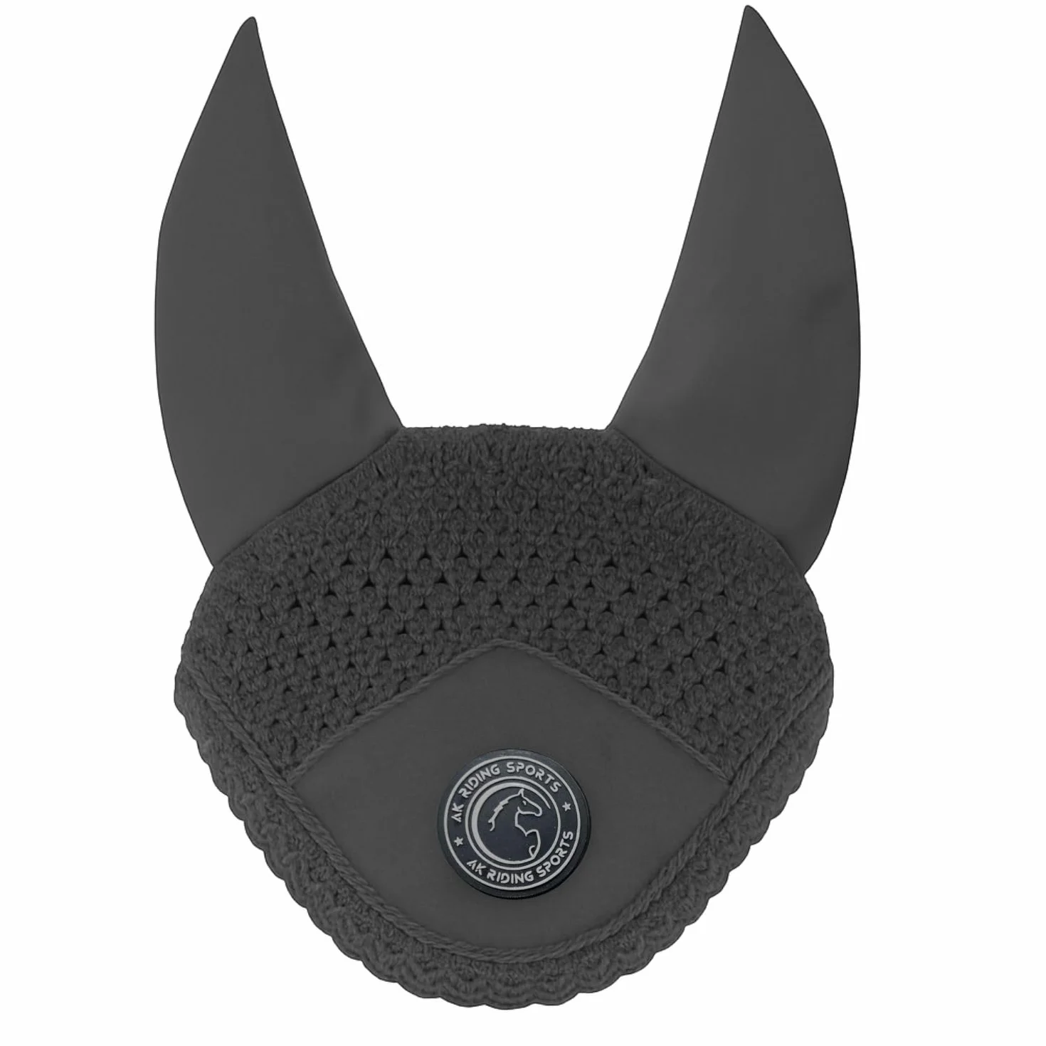 AK Bonnet Anti-Mouches pour Chevaux – Oreilles en Lycra Doux, Ajustement Confortable – AKRS-6069-01 Gris foncé Pony S