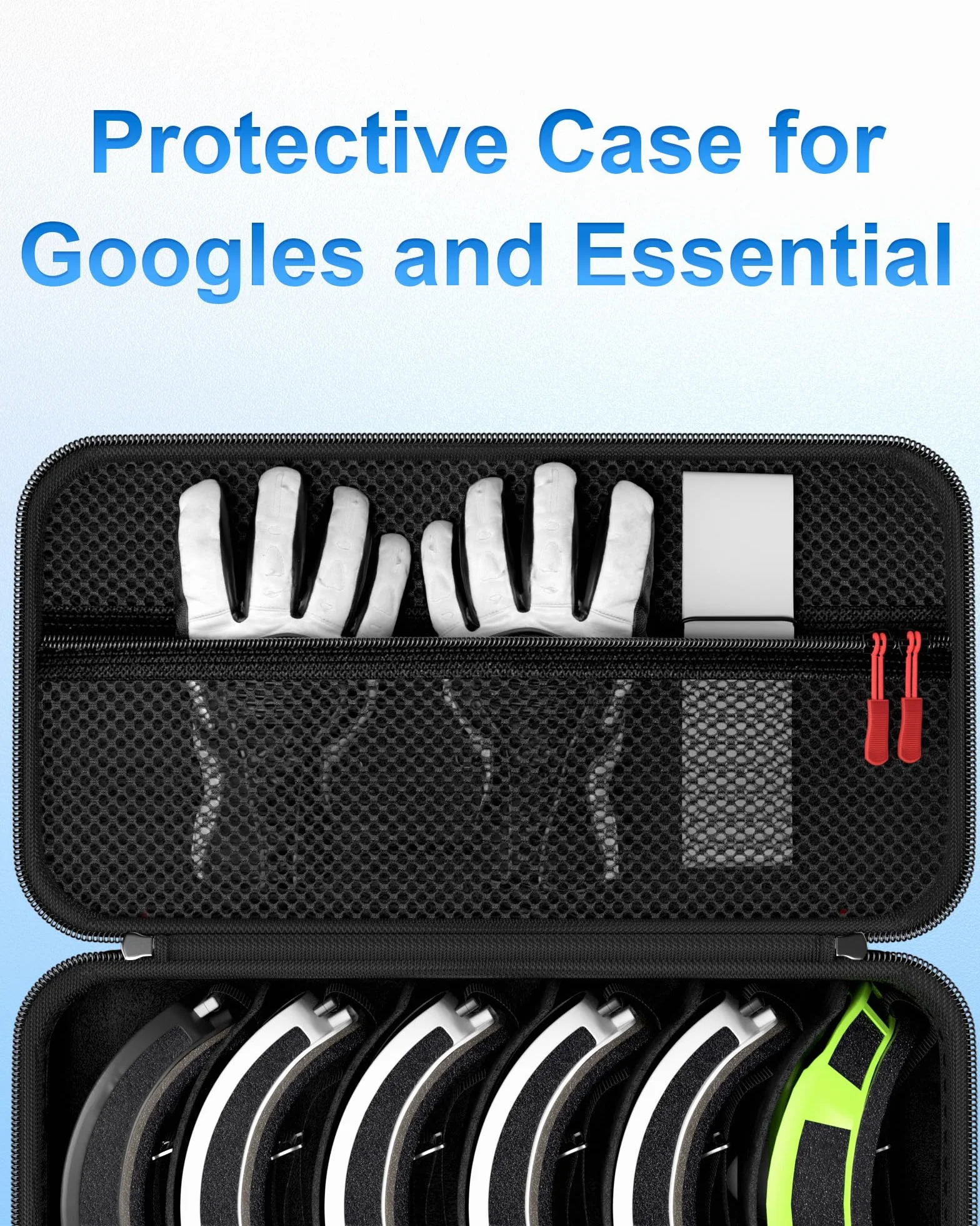 ProCase Grand Étui à Lunettes de Ski, Housse Rigide et Rangement Protégé Masque de Ski avec Poignée, Boîte pour Masque, Sac de Transport Goggle Case Protection