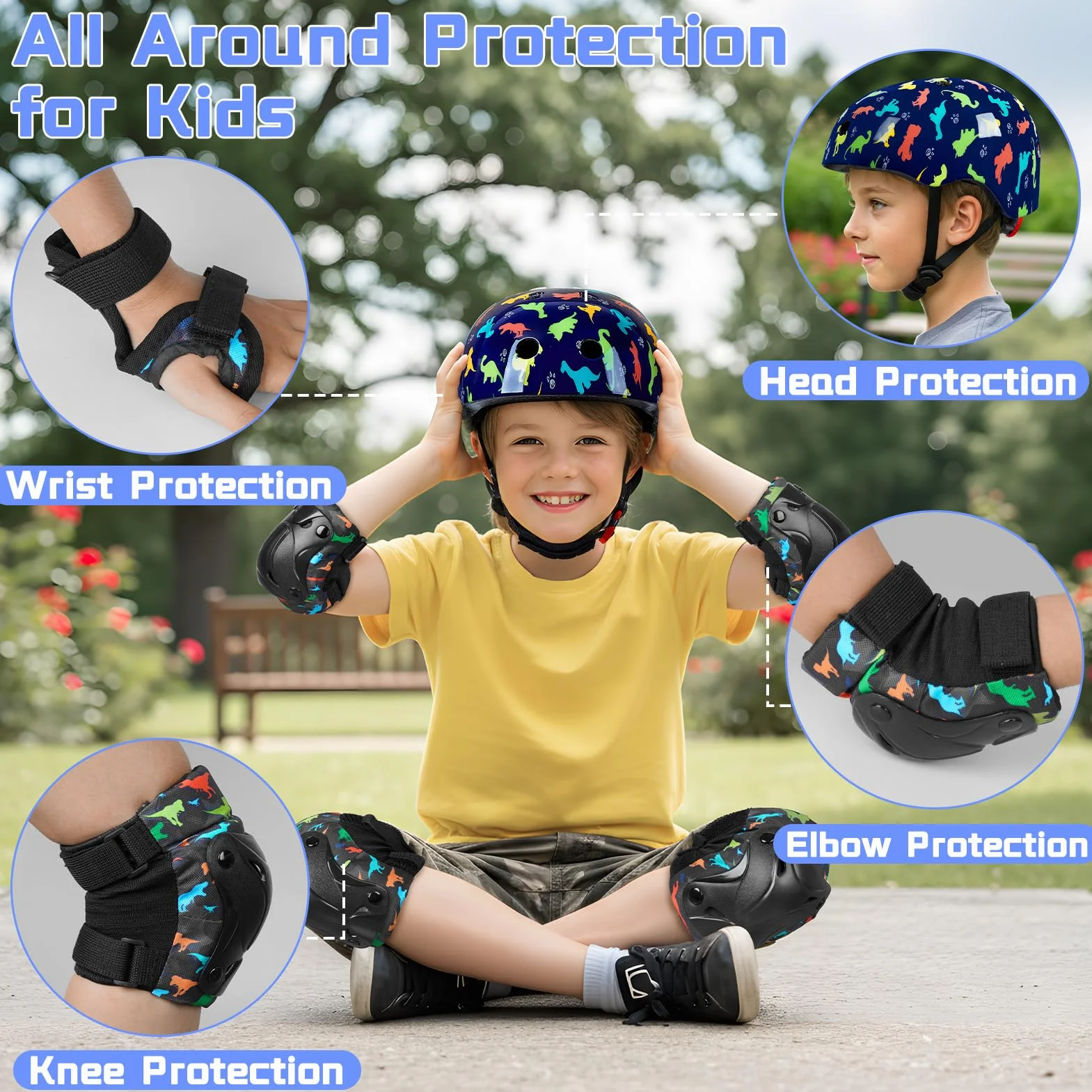 Casque Velo Enfant Licorne Protection Trotinette Genouillères Coudières Réglables Roller Scooter Skateboard 3-8 Ans