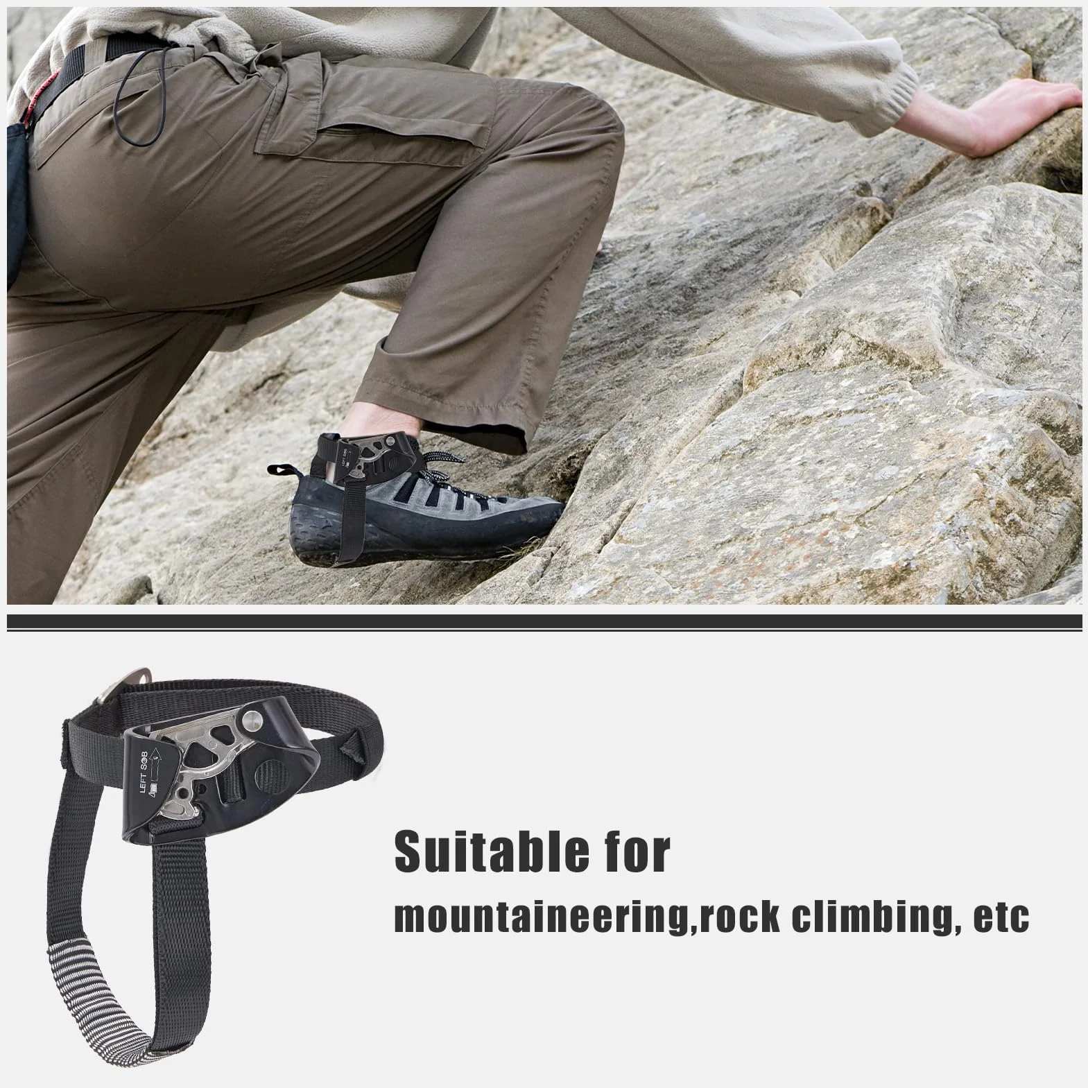 SOB Ascendeur de Pied, Ascendeur Pied Droit ou Gauche pour Équipement d'arbre, Équipement d'alpinisme, Équipement de Spéléologie