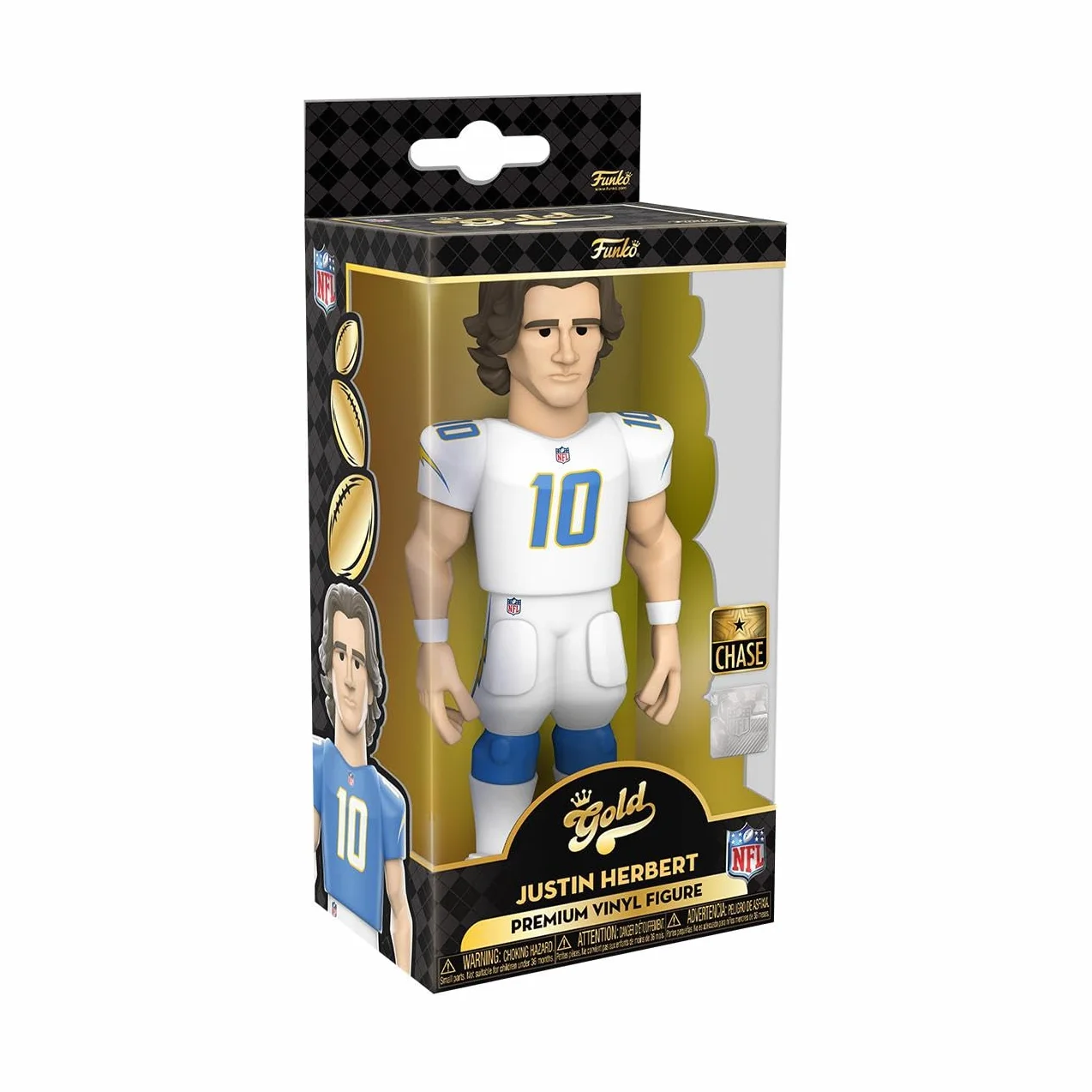 Funko Gold 5" NFL: Chargers - Justin Herbert - 1 Chance sur 6 D'avoir Une Variante Rare Chase - Figurine Articulée en Vinyle à Collectionner - Idée de Cadeau d'anniversaire - Produits Officiels