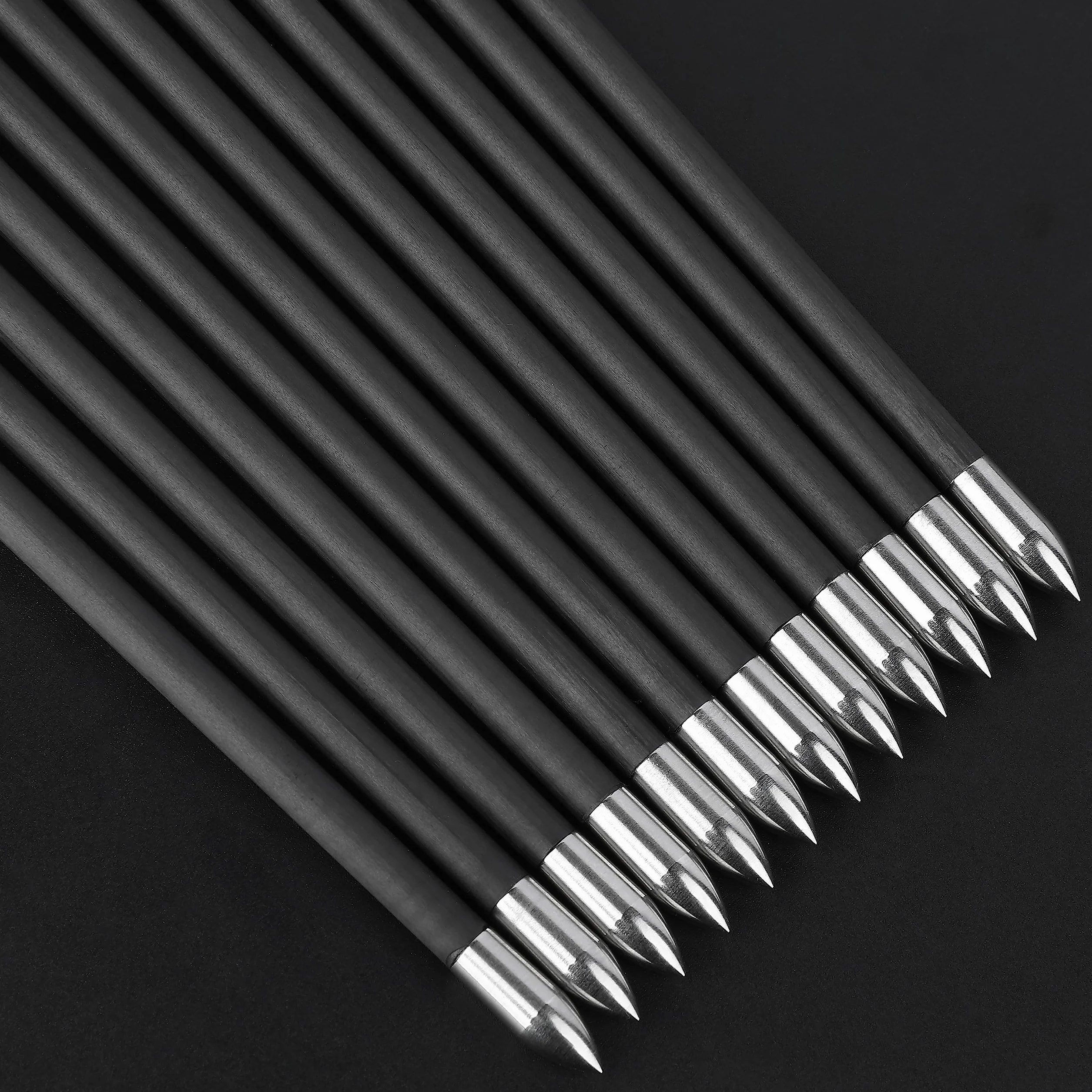 31" Flèche en Carbone Pur pour compétition Spine 200~1500 Flèches de Chasse ± 0,003" ID4,2 mm pour Arc Classique et Arc à poulies 12 pcs