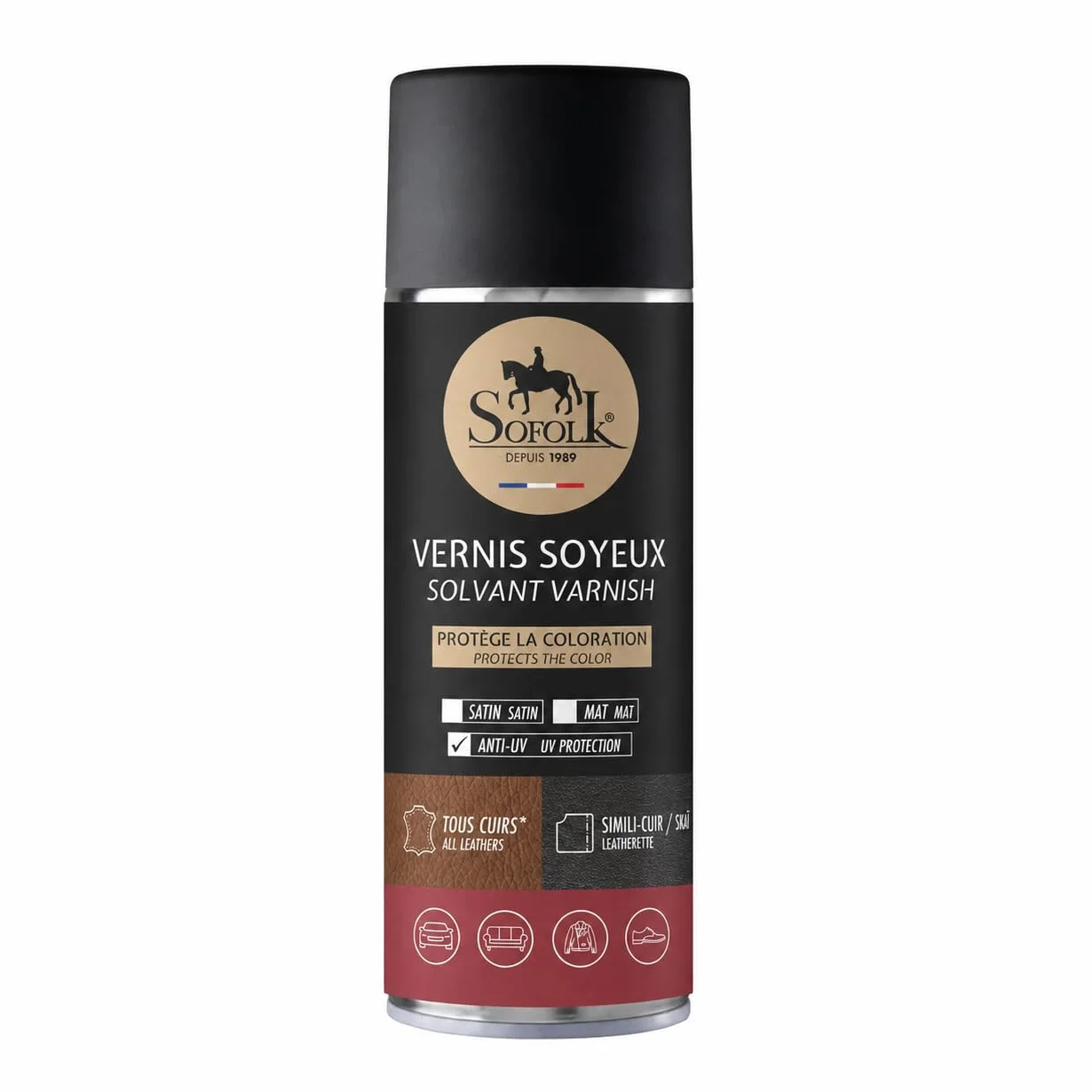 Vernis Soyeux pour Cuir Protecteur Incolore Satin Aérosol 400ml