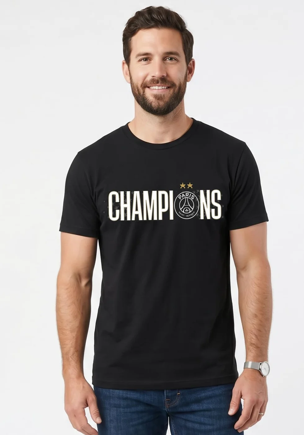 Paris Saint Germain PSG T-Shirt Champions 2 étoiles Collection Officielle