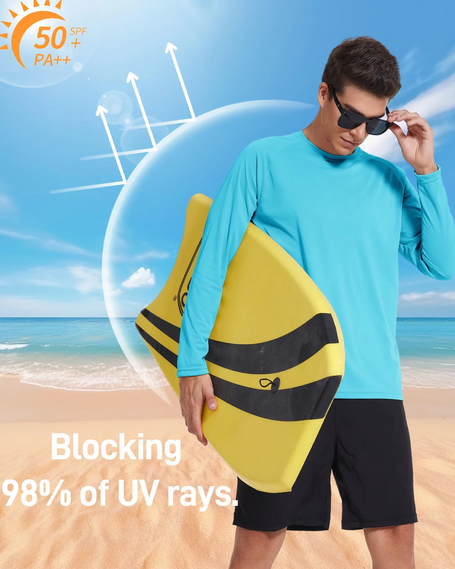 FUXERT Lot de 3 Chemises Rashguard à Manches Longues pour Homme, Protection Solaire UPF 50+, séchage Rapide, entraînement et randonnée