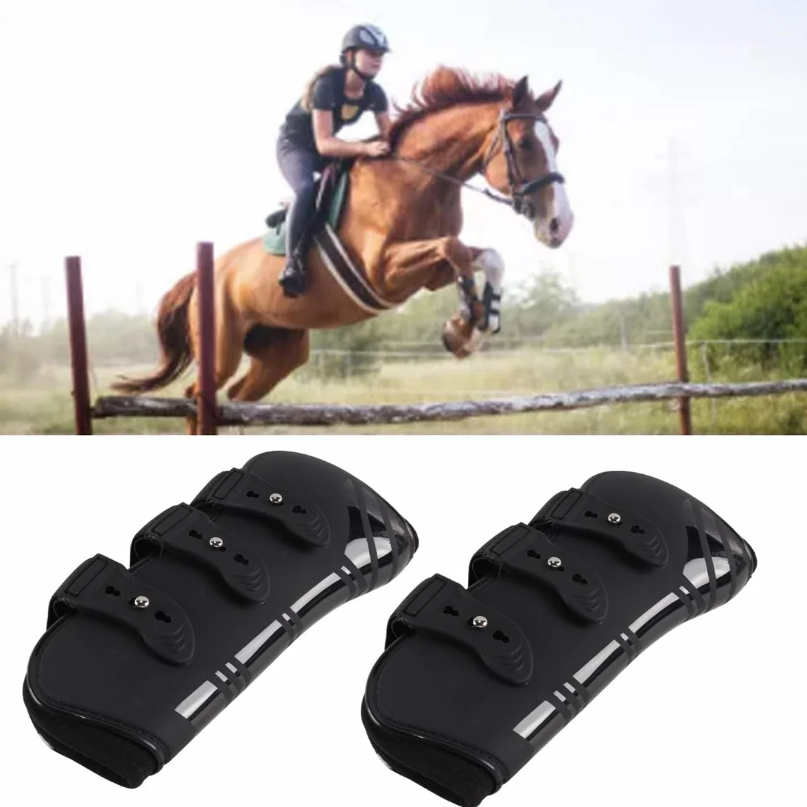 Guêtres pour Jambes de Cheval 2 Pièces avec Boucles de Réglage