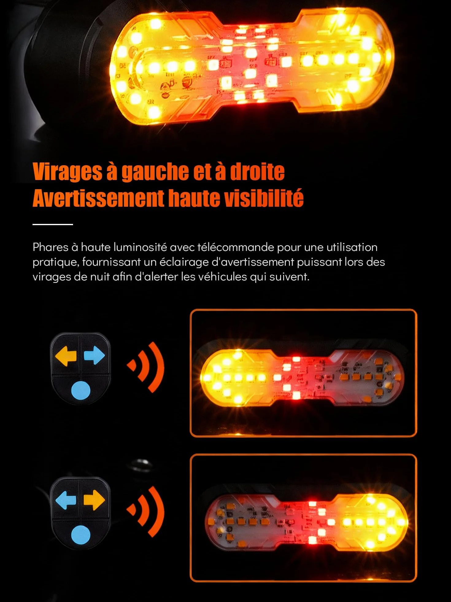 Clignotant de Vélo avec Télécommande,Résistant à l'eau Feu Arrière de Vélo avec Klaxon Bell 70dB,6 Modes D'éclairage Rechargeable par USB,Accessoires Vélo VTT pour Cyclisme