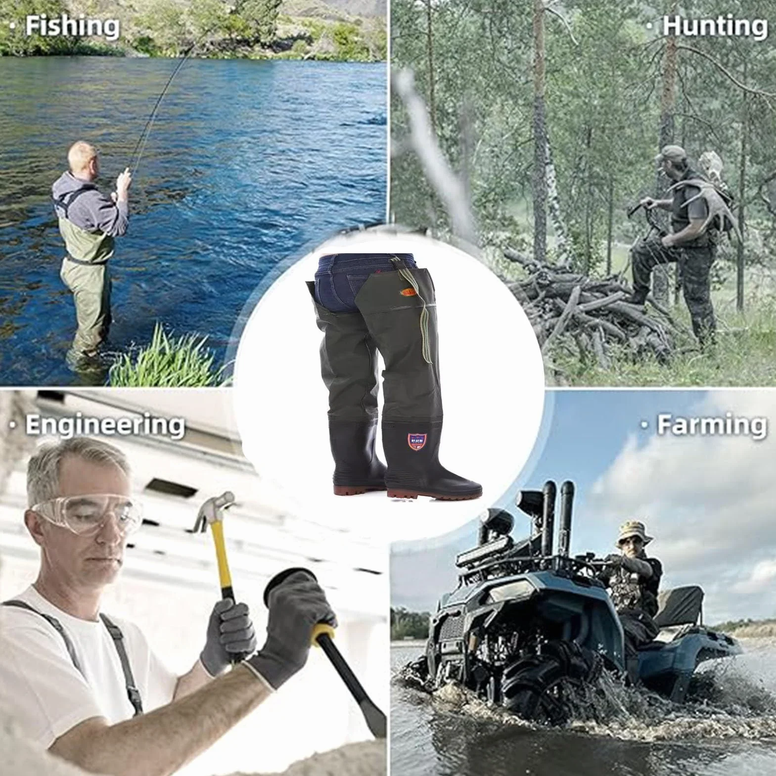 Waders Cuissardes Imperméables pour Hommes Et Femmes, Bottes De Pêche Et De Chasse De 80 Cm De Haut, Bottes De Cuissardes Antidérapantes Et Robustes