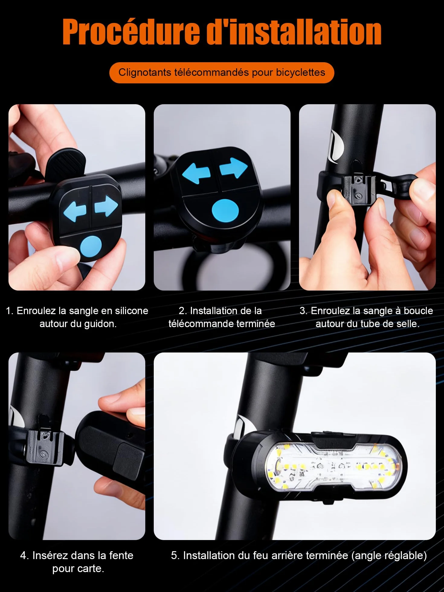 Clignotant de Vélo avec Télécommande,Résistant à l'eau Feu Arrière de Vélo avec Klaxon Bell 70dB,6 Modes D'éclairage Rechargeable par USB,Accessoires Vélo VTT pour Cyclisme