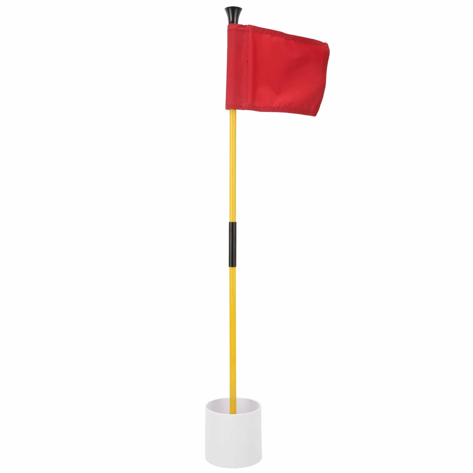 Ensemble de drapeaux pour trous de golf, tige de drapeau portable détachable en 2 sections pour mini green de putting, entraînement dans la cour avec trou de drainage et drapeau en (Rouge)