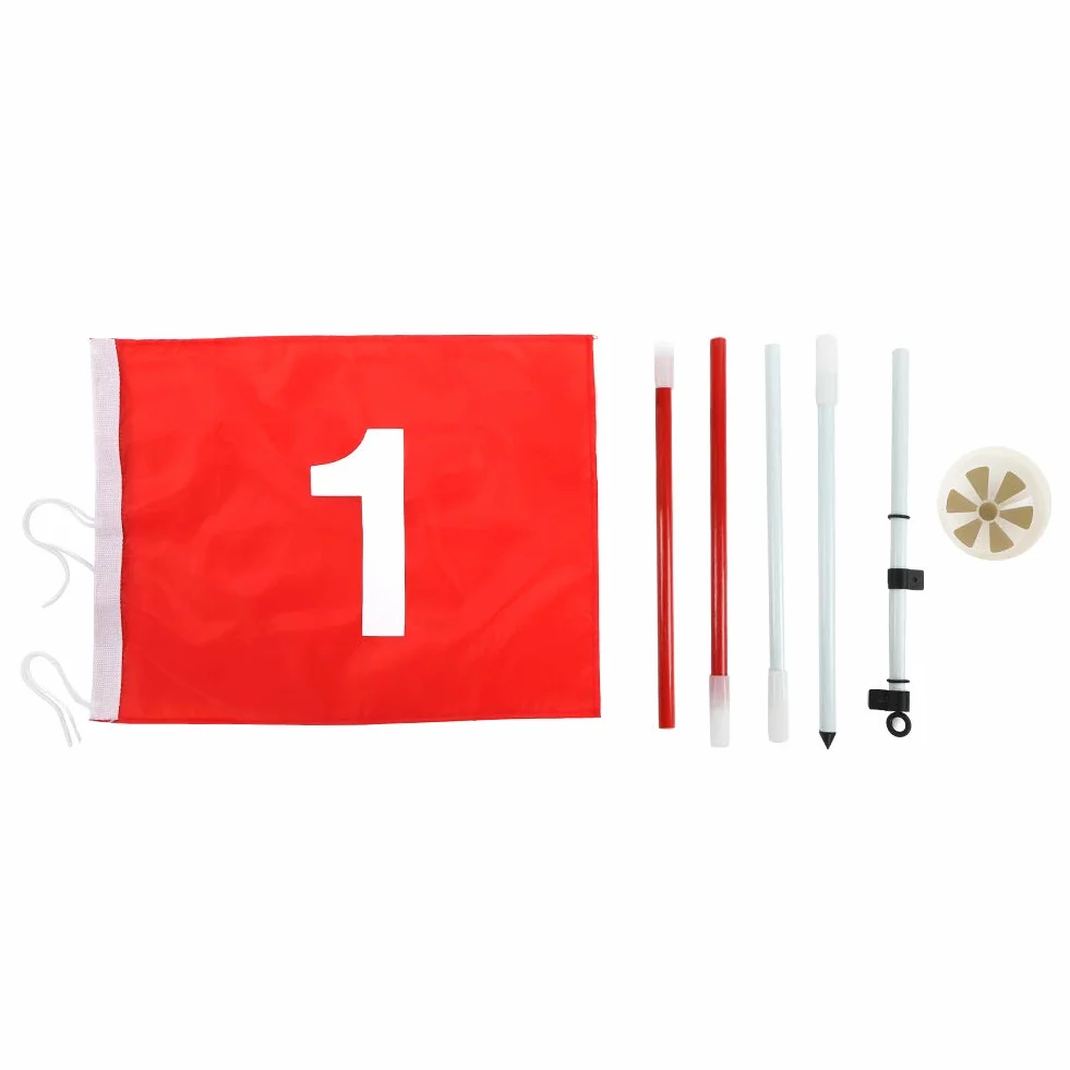 Mât de Golf, Amovible 5 Sections avec Gobelets Drapeau Vert pour Entraînement et Compétition Clubs Joueurs