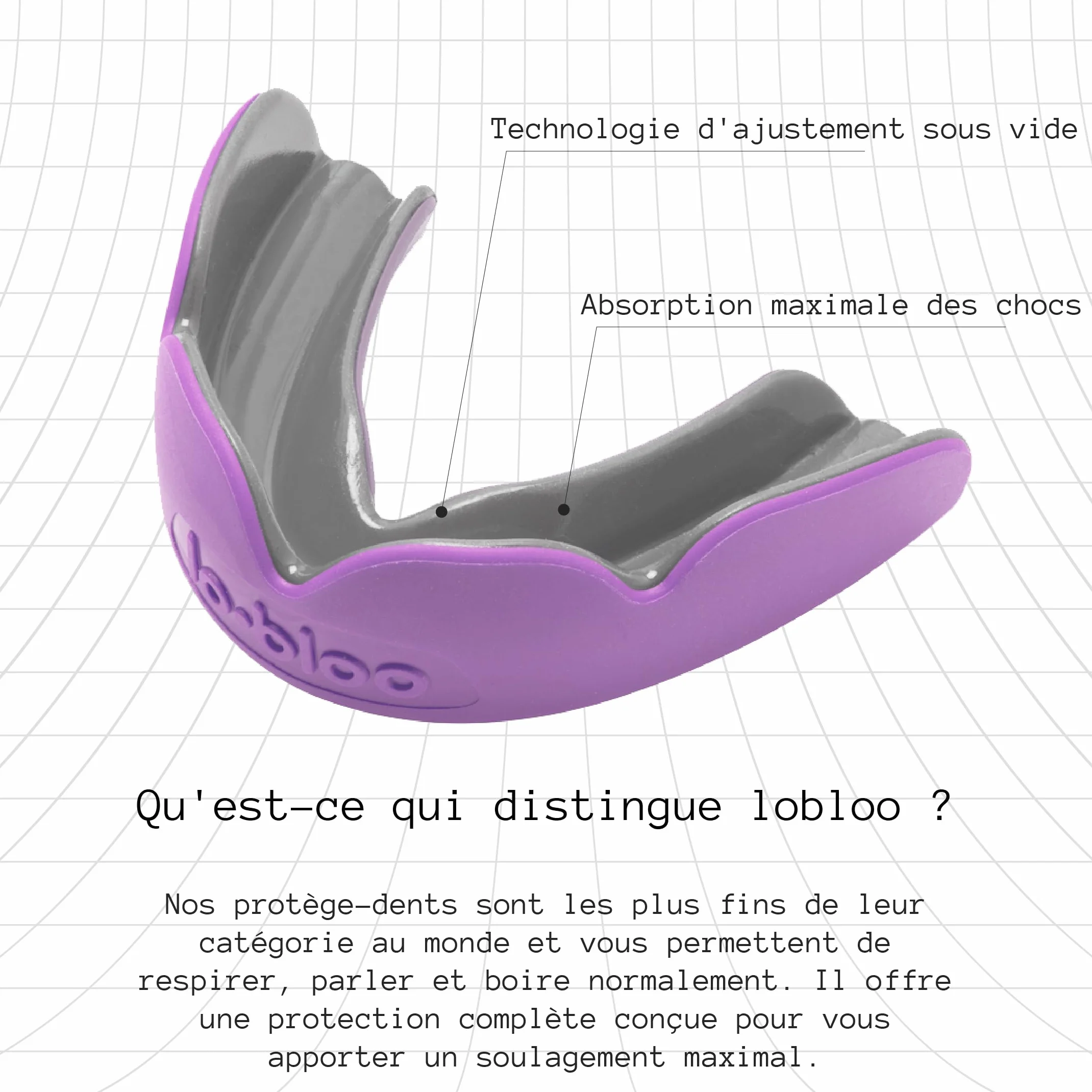 lobloo Slick Protège-dents professionnel double densité pour les sports de contact élevé comme le MMA, le hockey, le football, le rugby. Grand +14 ans, Ivoire