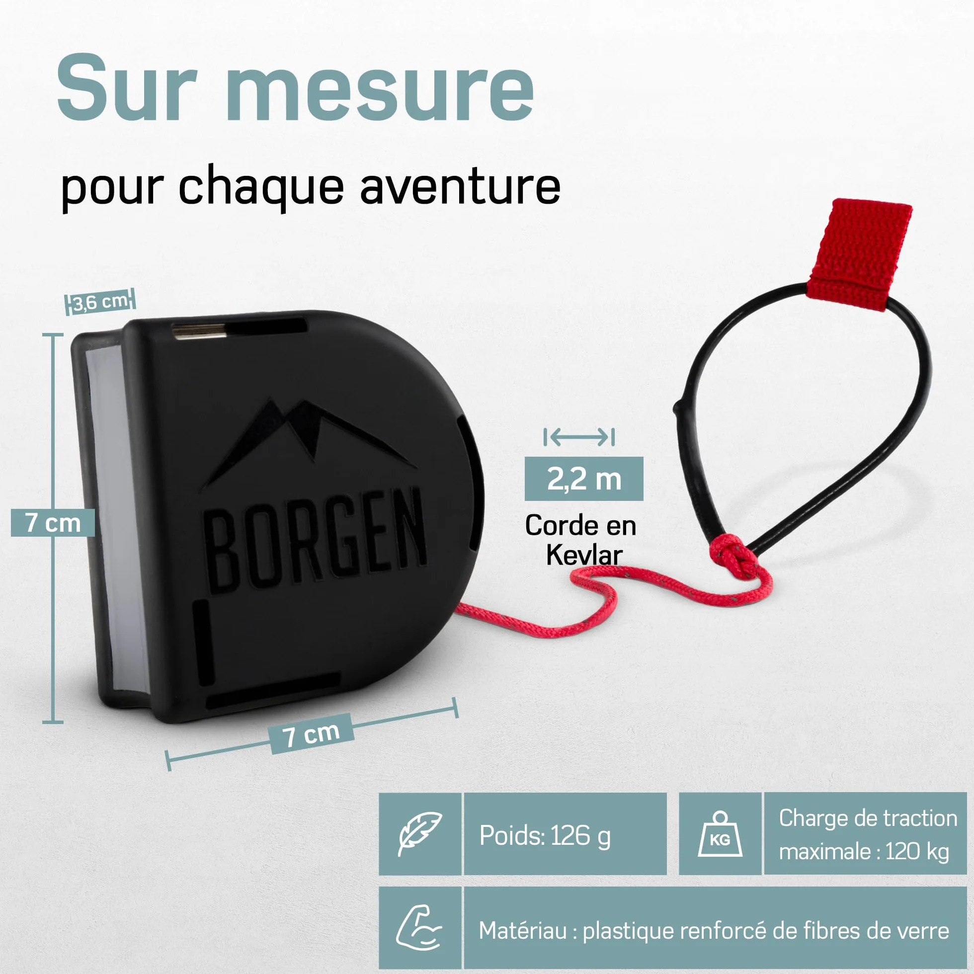 Borgen Corde de remorquage vélo pour Enfants et Adultes, Accrochage et Décrochage Sécurisés et Faciles, adapté pour Woom, Charge jusqu'à 120 kg.