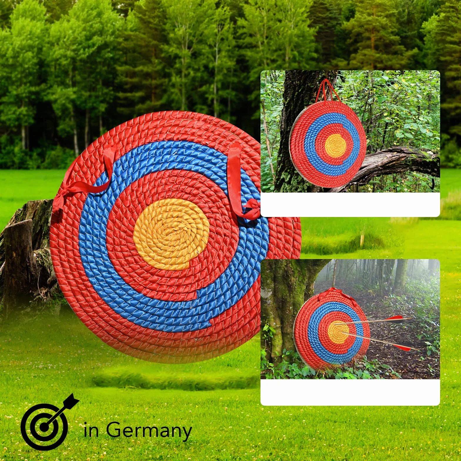 Cible de tir à l'arc et sports d'arme, cible de paille Archery Target pour adulte (diamètre 50 cm, épaisseur 3 couches, 6 cm)
