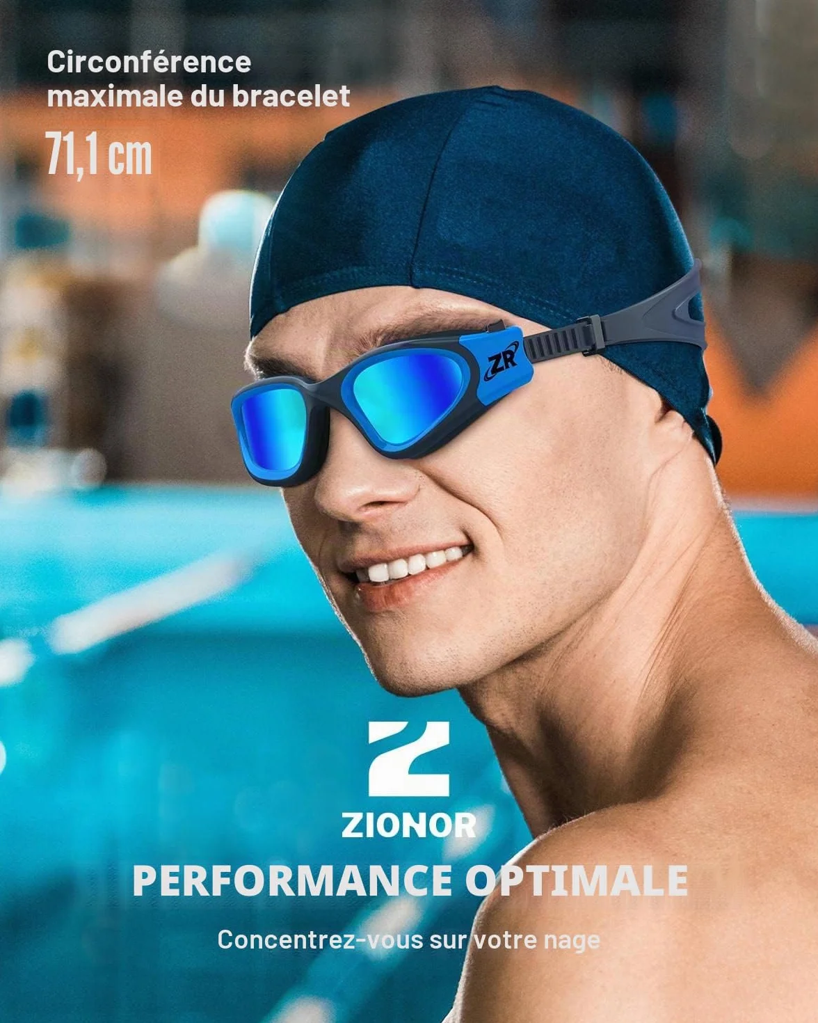 ZIONOR G1 Lunettes de Natation Polarisées Mirror Anti Buée Anti UV Unisex Adulte