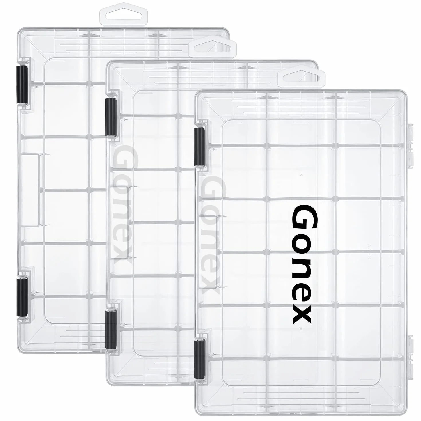 Gonex boîtes à appâts de pêche en plastique transparent avec séparateurs réglables
