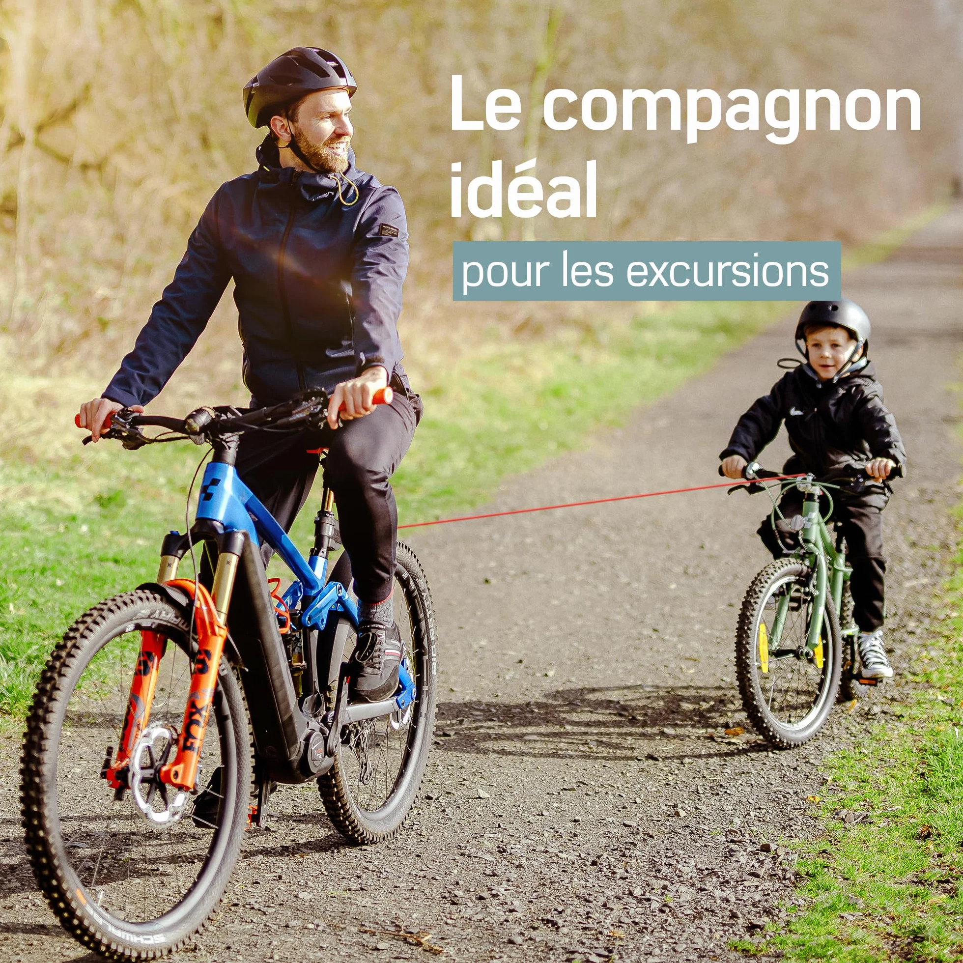 Borgen Corde de remorquage vélo pour Enfants et Adultes, Accrochage et Décrochage Sécurisés et Faciles, adapté pour Woom, Charge jusqu'à 120 kg.