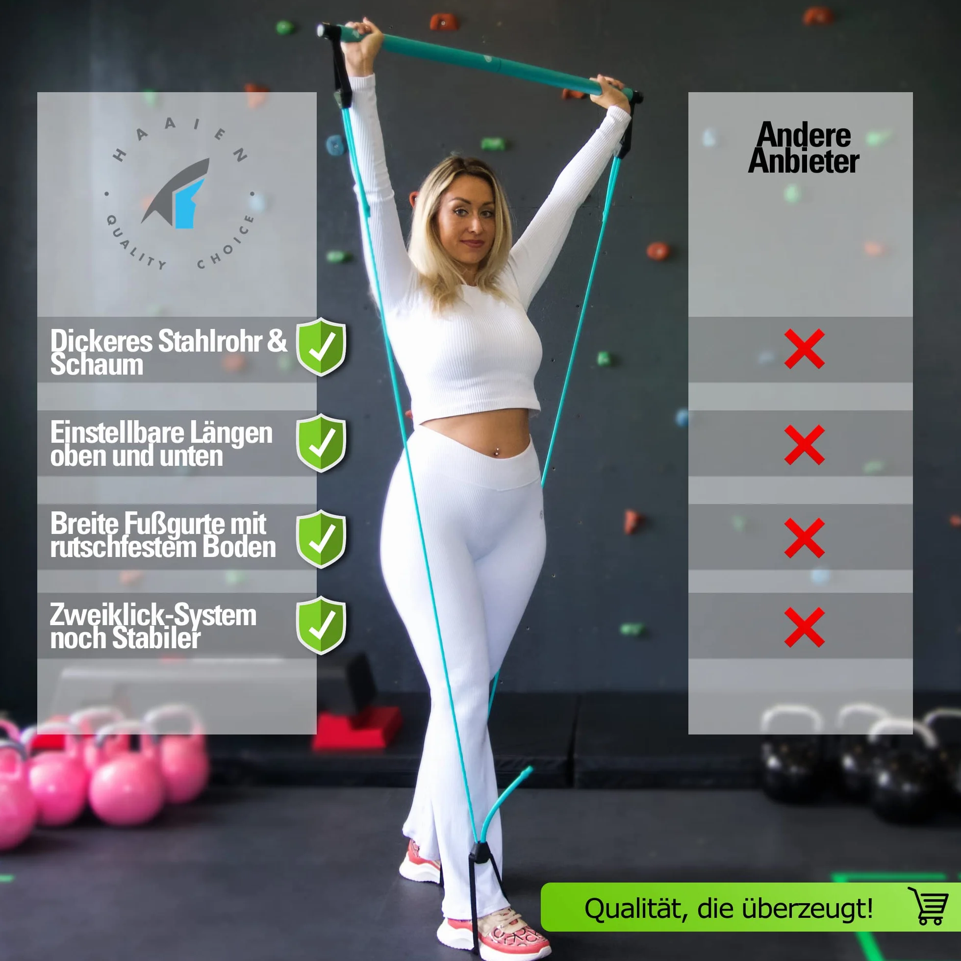 HAAIEN Barre de Pilates avec Bandes rsistance Appareil Fitness Multifonction pour la Maison Sport Un entranement Efficace Tout Le Corps Home Gym Training Les Femmes et Hommes Bleu