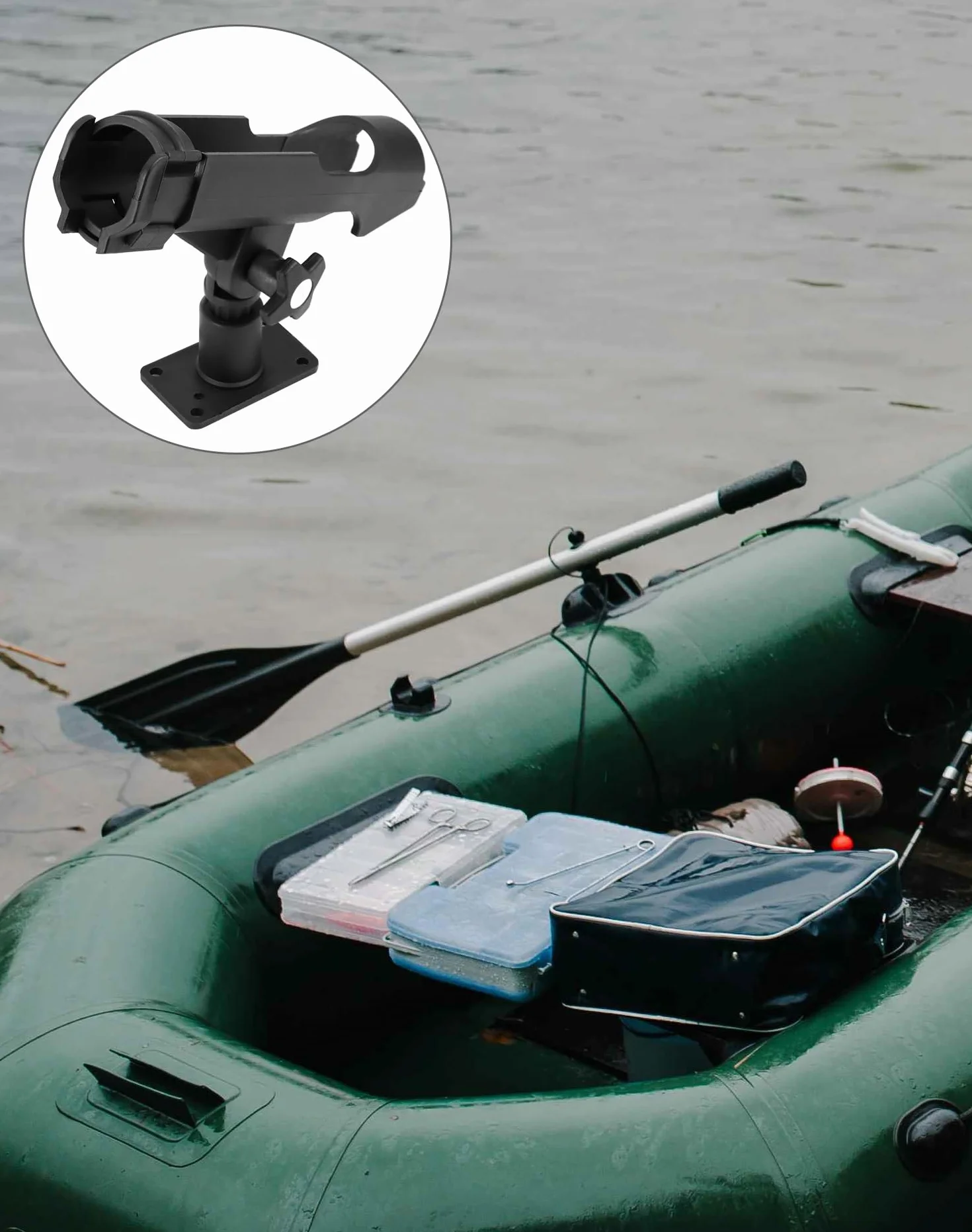 QWORK® 2 Pièces Support de Canne à Pêche - Réglable à 360 ° - Monter Horizontalement/sur des Murs/sur des Rails - pour Bateau Kayak
