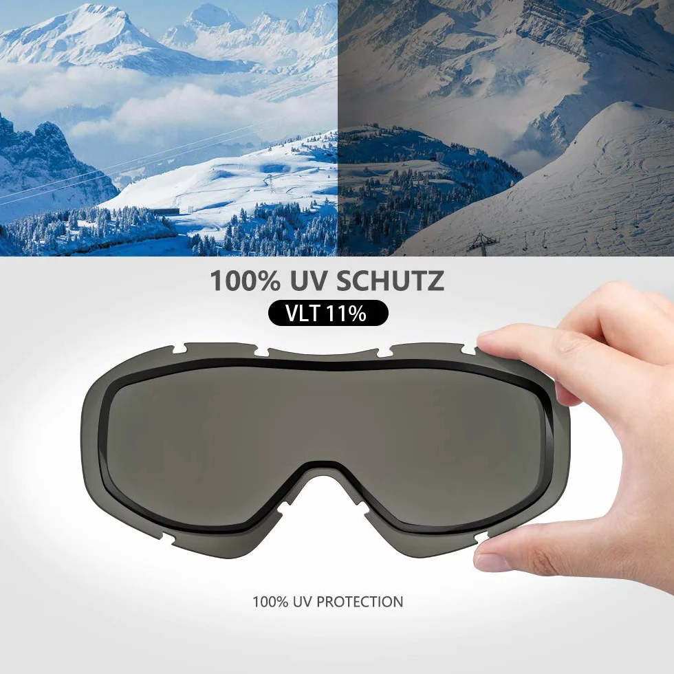 OutdoorMaster Masque de Ski OTG - Anti-Buée Lunettes de Ski, Anti-poussière Coupe-Vent 100% protection UV400 Masques de Snowboard pour Hommes & Femme,Garçons et Filles