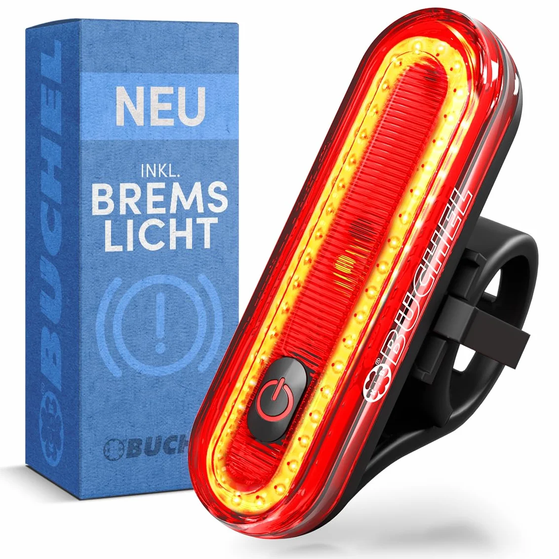 Büchel Feu arrière de vélo LED I Rechargeable I Homologué StVZO I Feu arrière de vélo Ebike Feu arrière LED