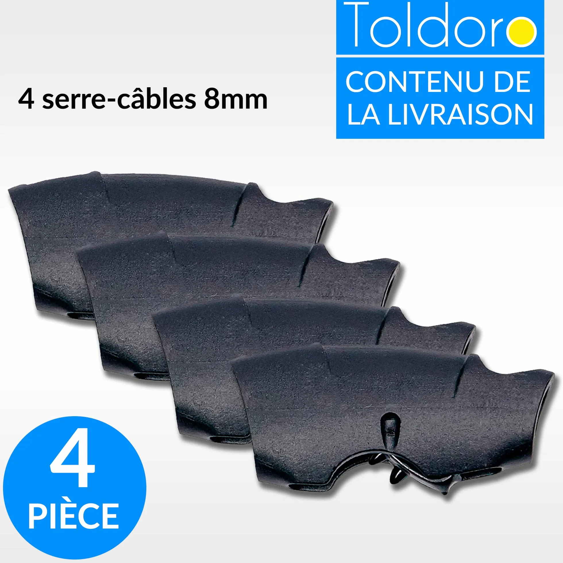 Toldoro Taquet coinceur Super Sharky 4 pièces de 8mm, Accessoires de Fixation de Corde pour voiliers et voiles d'ombrage