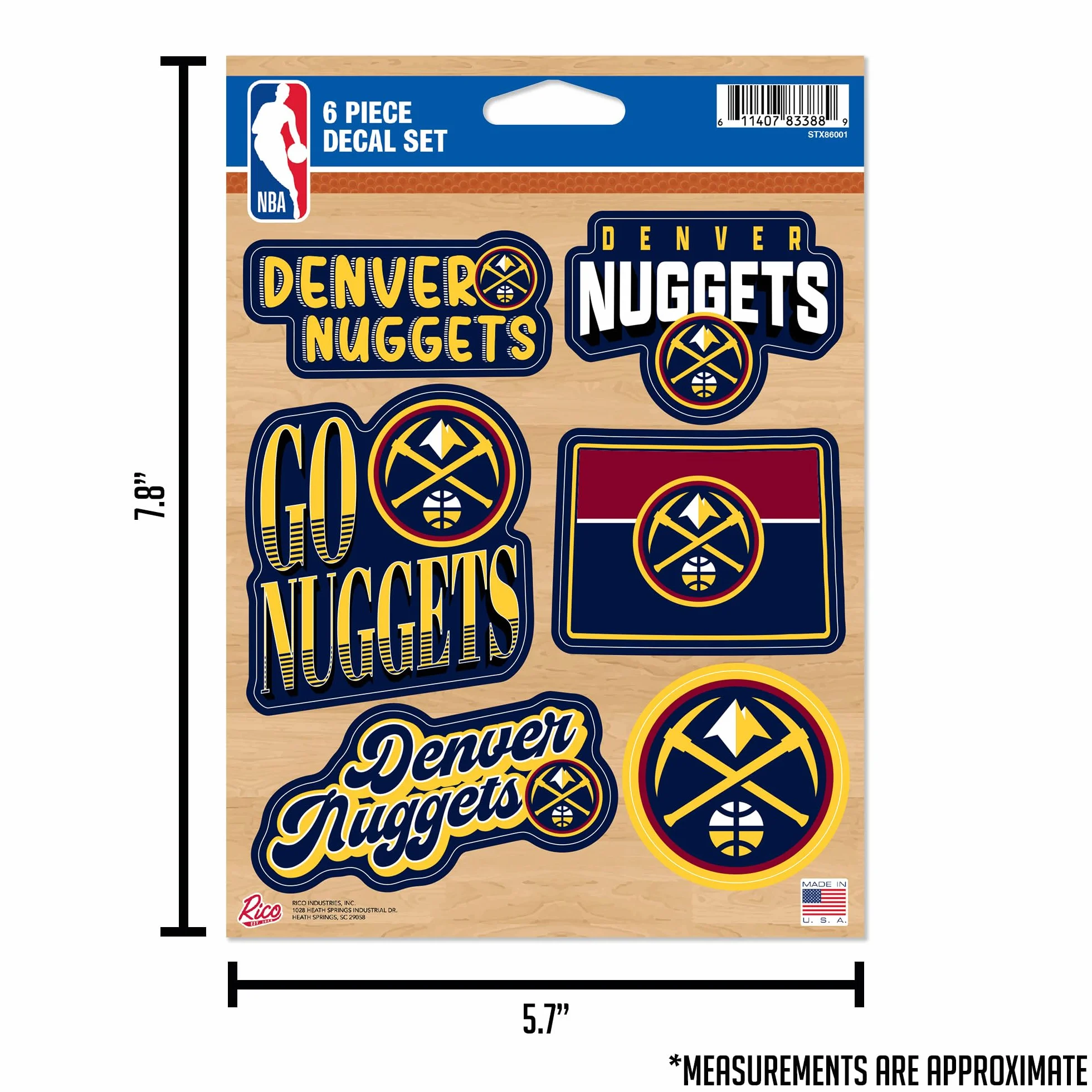Rico Industries NBA San Antonio Spurs Lot de 6 autocollants