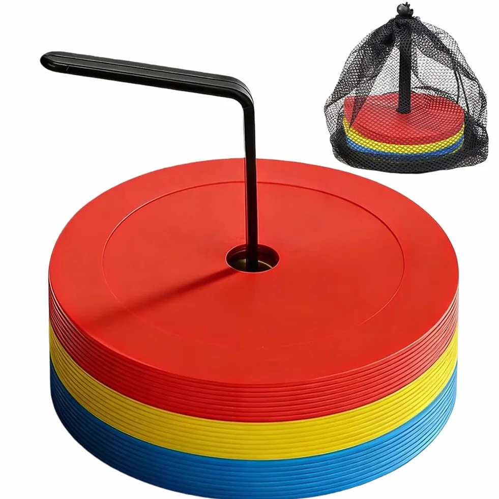 FARYODI Lot de 24 disques de marquage 15 cm avec support organisateur multicolores pour football entraînement