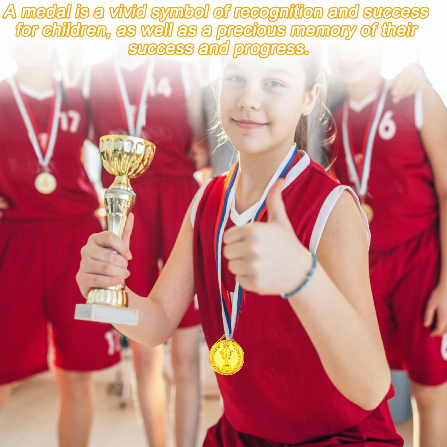 HOMURY Lot de 100 médailles d'or pour Enfants, Médailles d'or gagnantes, Médailles gagnantes - Médailles d'or gagnantes - Médailles de gagnants pour Les Enfants (Motif Trophée)