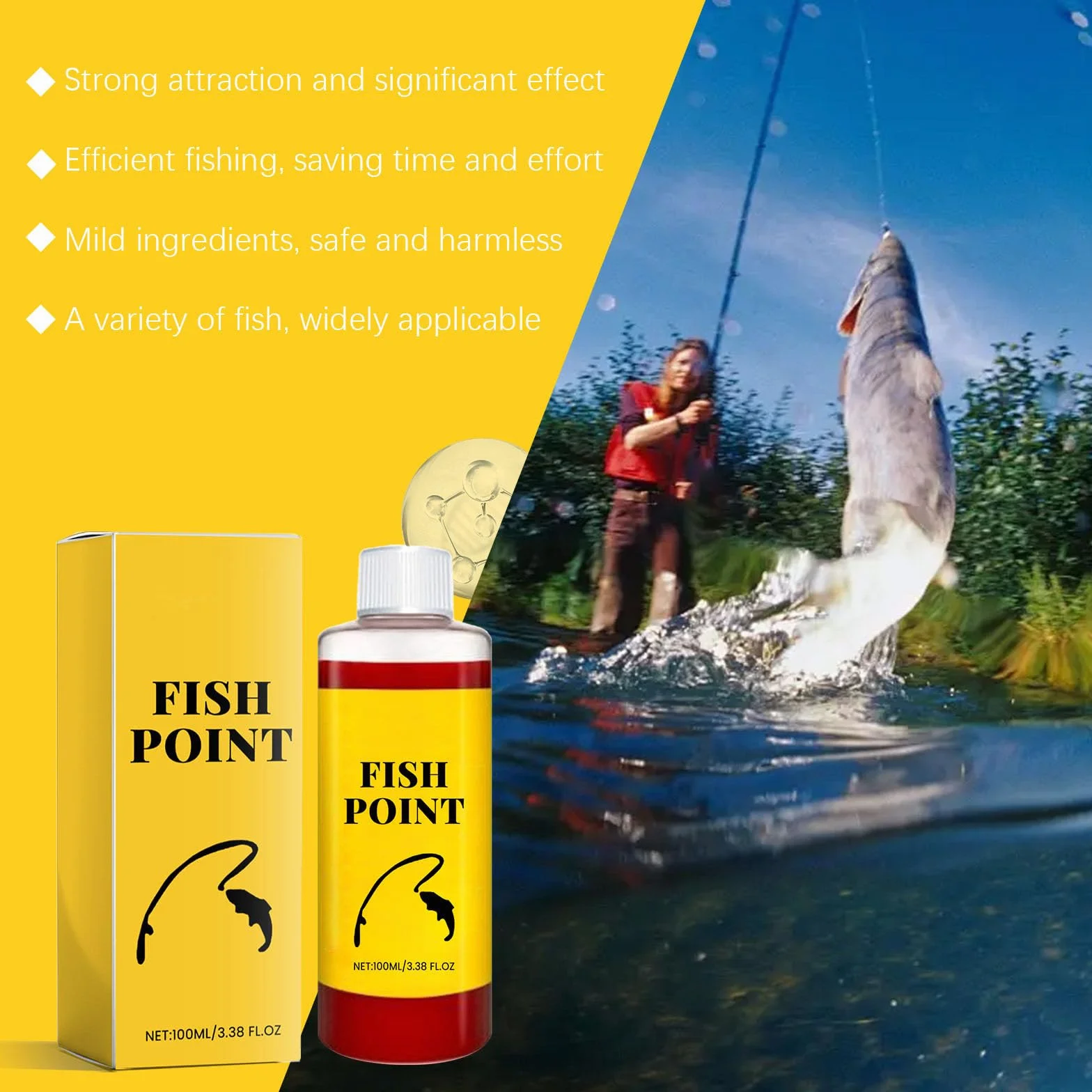 Concentrated Fish Attractant Liquid, Red Worm Formula Fishing Scent Bait Additive, 100ml Fish Point Liquid for Freshwater Fishing Trout Panfish
