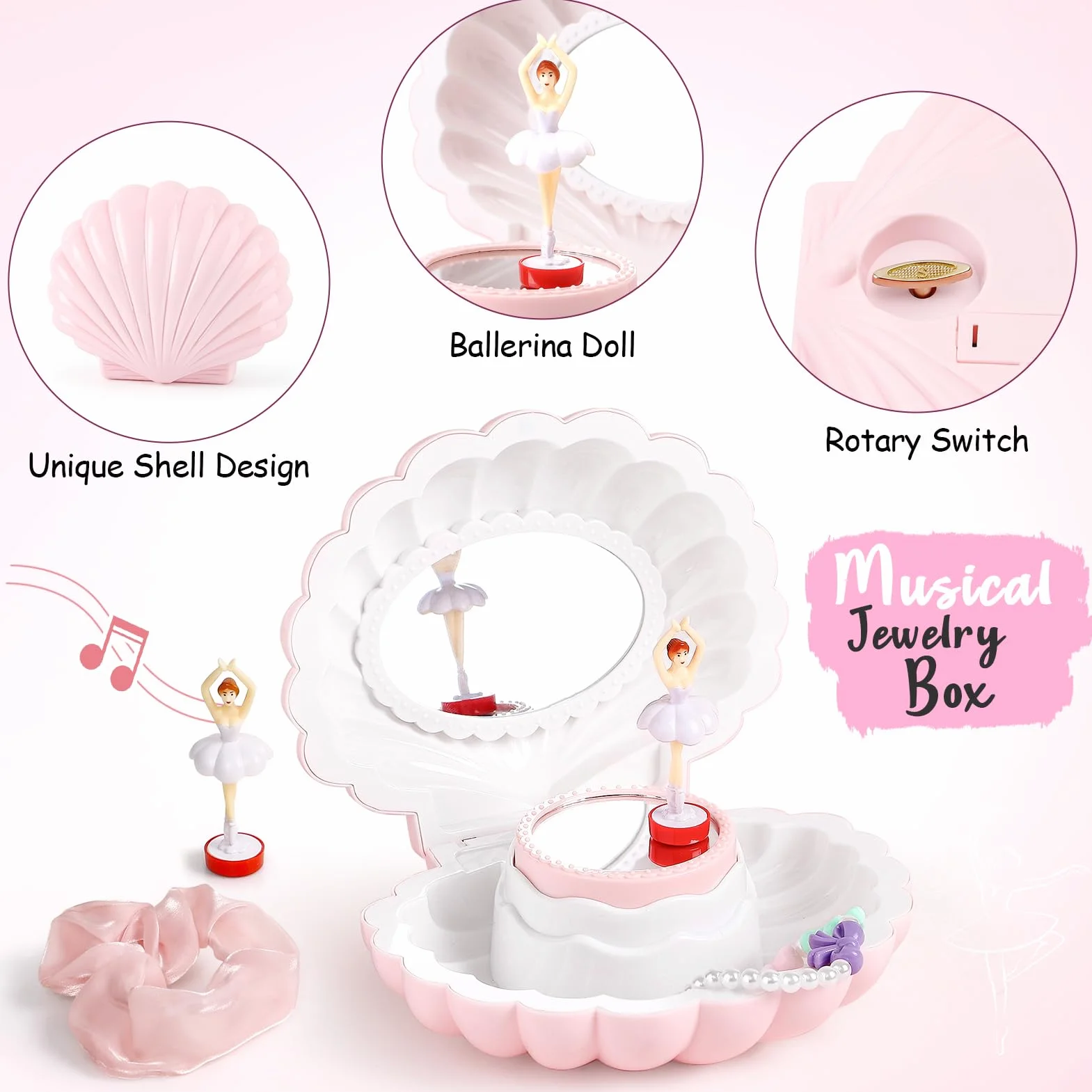 Toyssa Sac de Sport pour Fille 5-12 Ans Boîte à Musique Carnet Secret Bouteille d'Eau Collier Porte-Clés