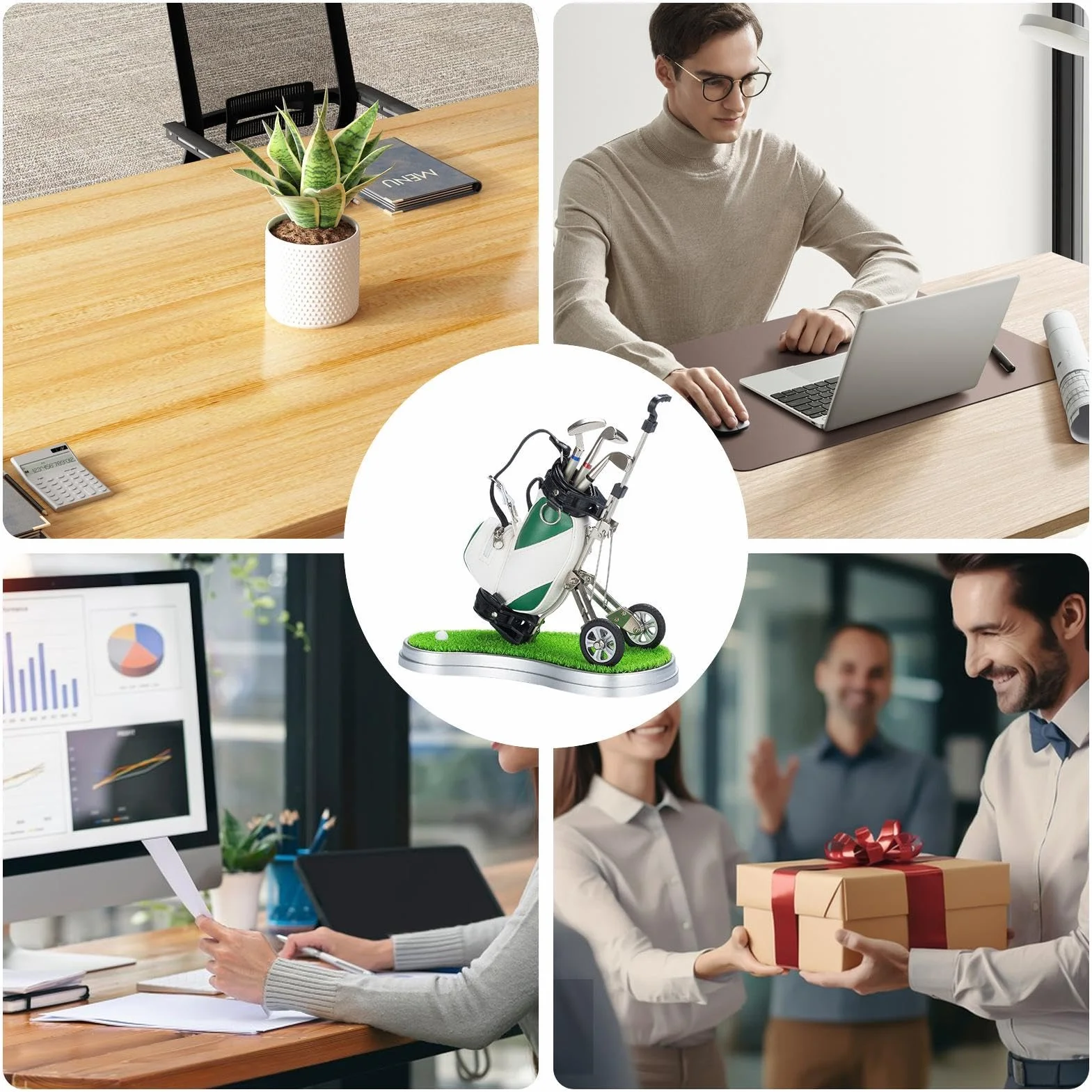 Porte-crayon en forme de sac de golf – Décoration de bureau miniature, idéal pour les amateurs de golf | Ensemble de stylos créatif au design club de golf, parfait comme souvenir unique