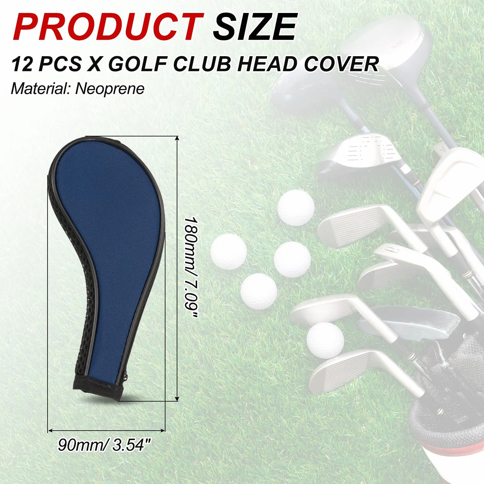PATIKIL Housse pour Tête De Club De Golf, 12 Pcs Housses pour Fers De Golf en Néoprène Housse pour Driver Cadeaux pour Amateurs De Golf pour Hommes Femmes, Bleu Foncé/Noir