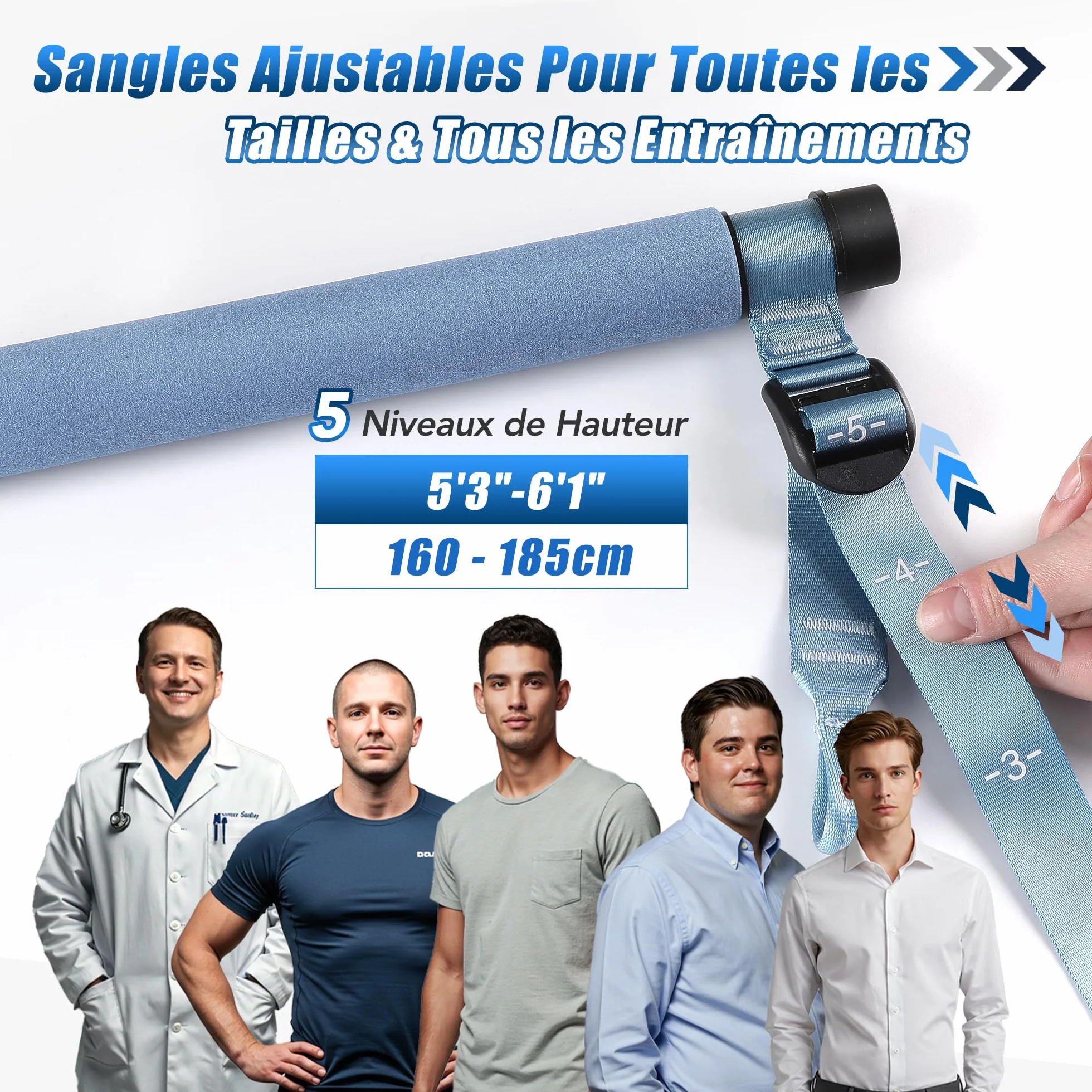ALongSong Elastiques Musculation Sport Maison - Kit Barre de Pilates pour Homme Femme avec 6 Bandes de Résistance Élastique 20-180Lbs & Ancrage de Porte pour Complet Entraînement Yoga/Musculation