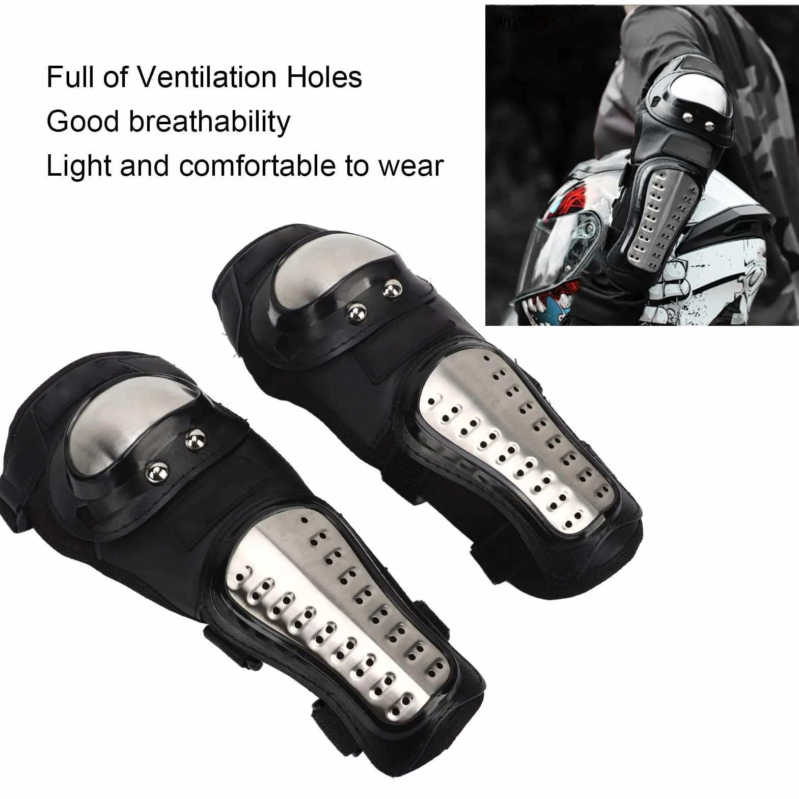 Protecteur de Coude Moto, Résistance à la Chute, Acier Inoxydable, EVA Flexible, Protection Équitation, pour Riders, Cyclisme, Aventure, Sports Extérieurs, Vélo de