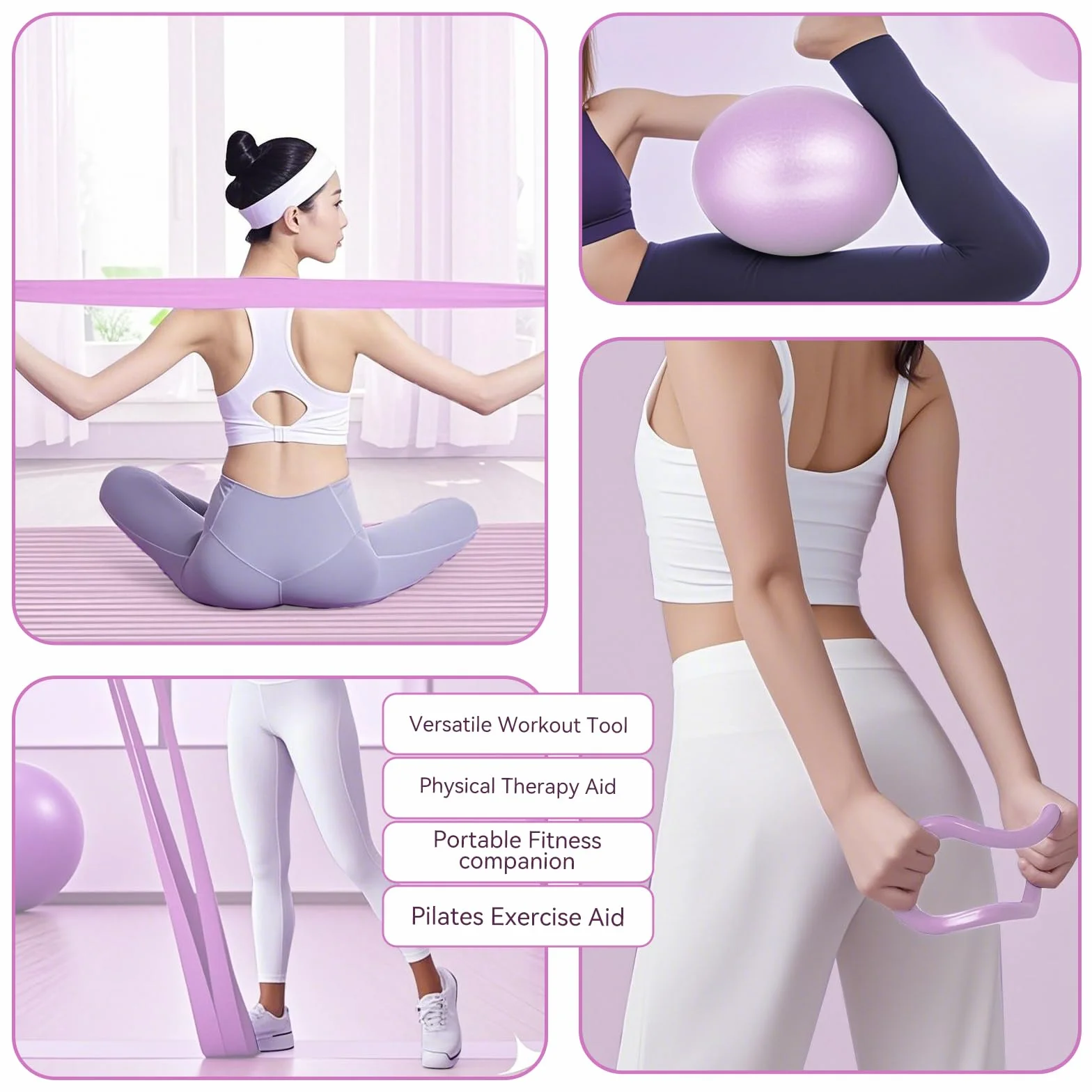 COONE Kit Pilates Maison, Anneaux De Pilates, Better Me Pilates Kit, Comprend l'anneau De Pilates Le Ballon De Yoga La Sangle D'assistance De Yoga l'anneau De Yoga pour Les Jambes