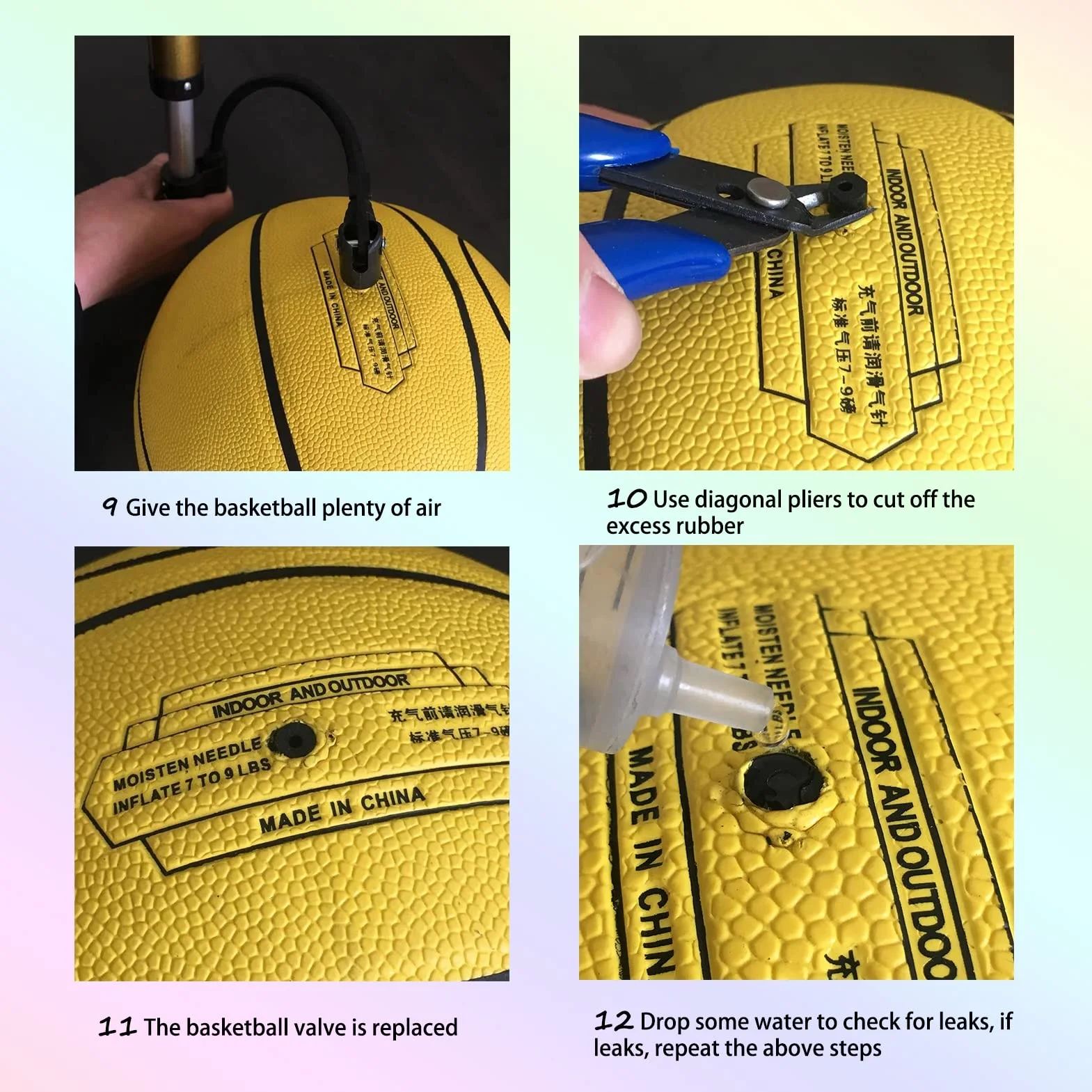 MINDCOLLISION Valve de rechange pour vanne de basket-ball, kit de réparation de fuite de ballon de sport, docteur de ballon de sport, valve blanche et noire, convient pour basket-ball, football,