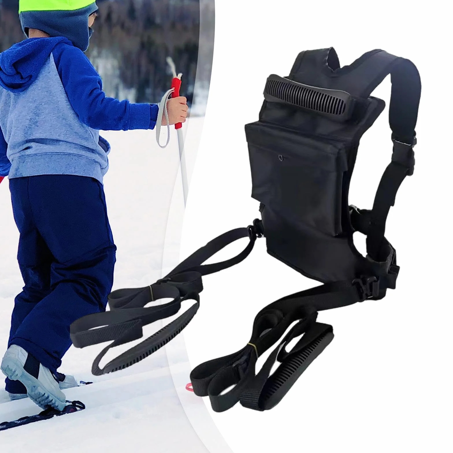 F Fityle Harnais de Ski et de Snowboard pour Enfants, Corde de Traction pour Le Ski, Apprentissage du Ski, Harnais d'entraînement pour Le Patin, Accessoires de Ski pour Enfant Garçon Fille Débutants