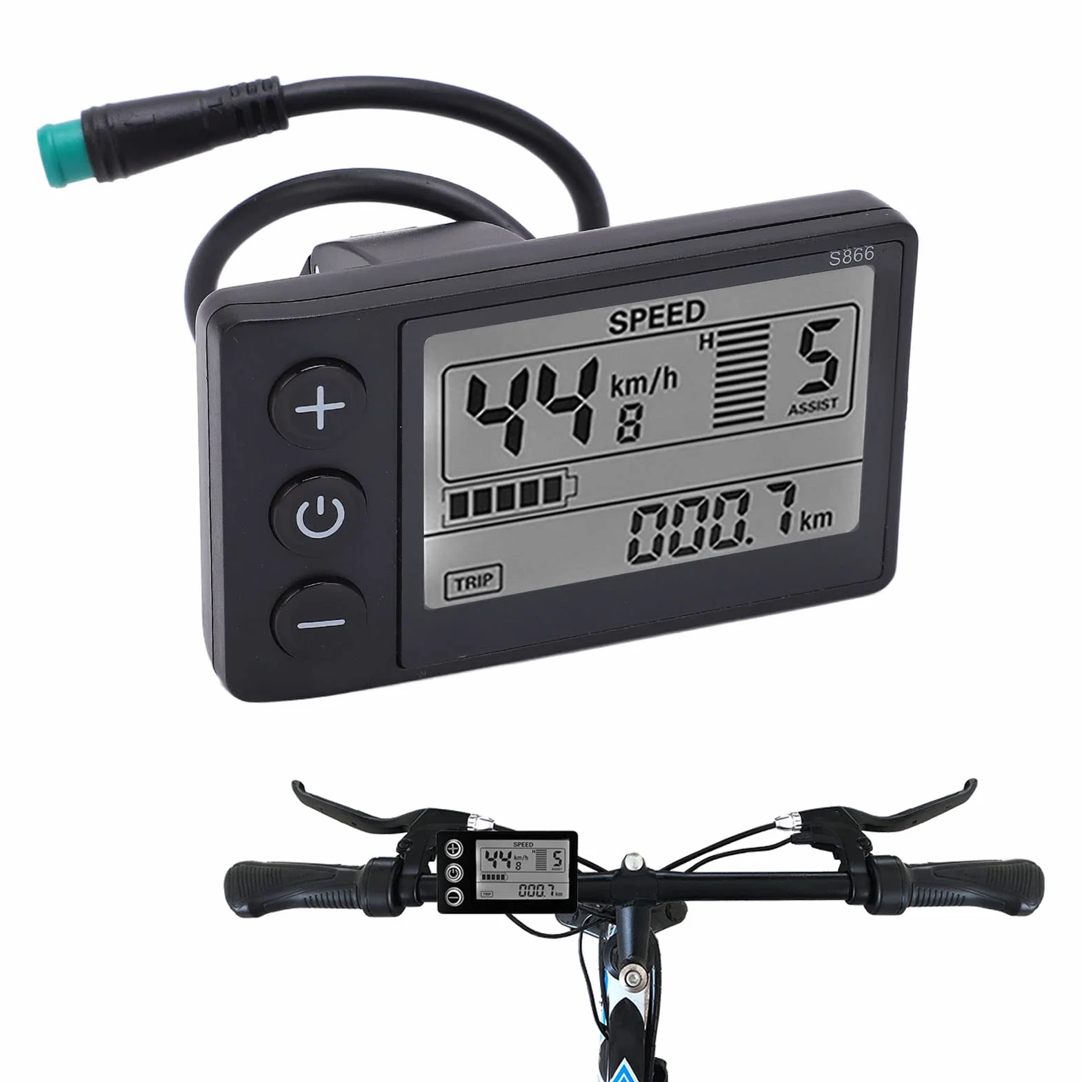 VBESTLIFE Affichage LCD Vélo Électrique Panneau Commande Grand Écran 24V 36V 48V Compteur Vitesse Multifonctionnel Étanche