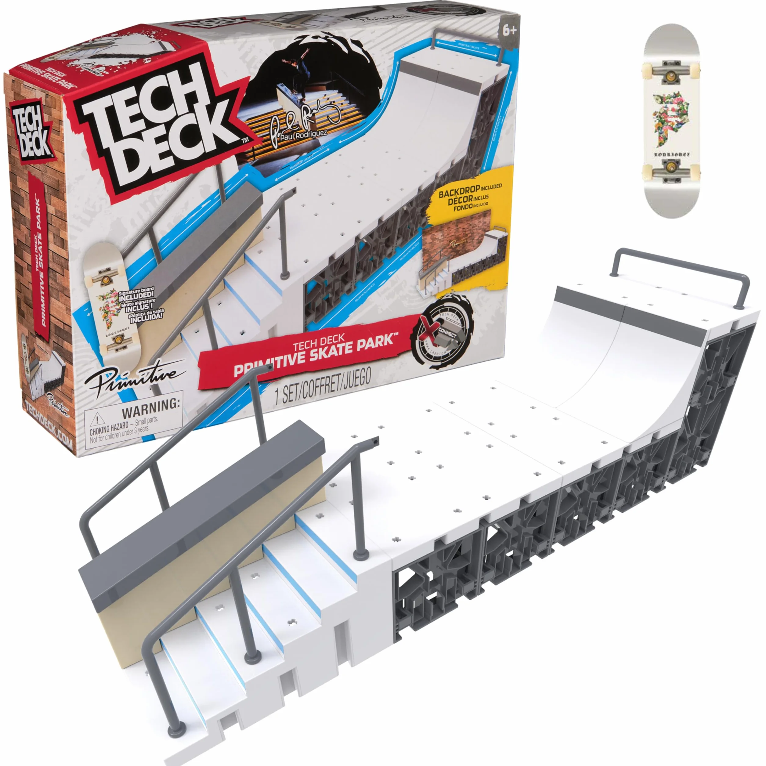 Spin Master Tech Deck Primitive Skate Park de X-Connect Kit de rampes personnalisables et constructibles avec une planche à doigts pour enfants à partir de 6 ans