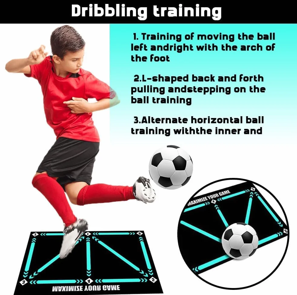 Tapis d'entraînement de football antidérapant bleu - Accessoires de dribble