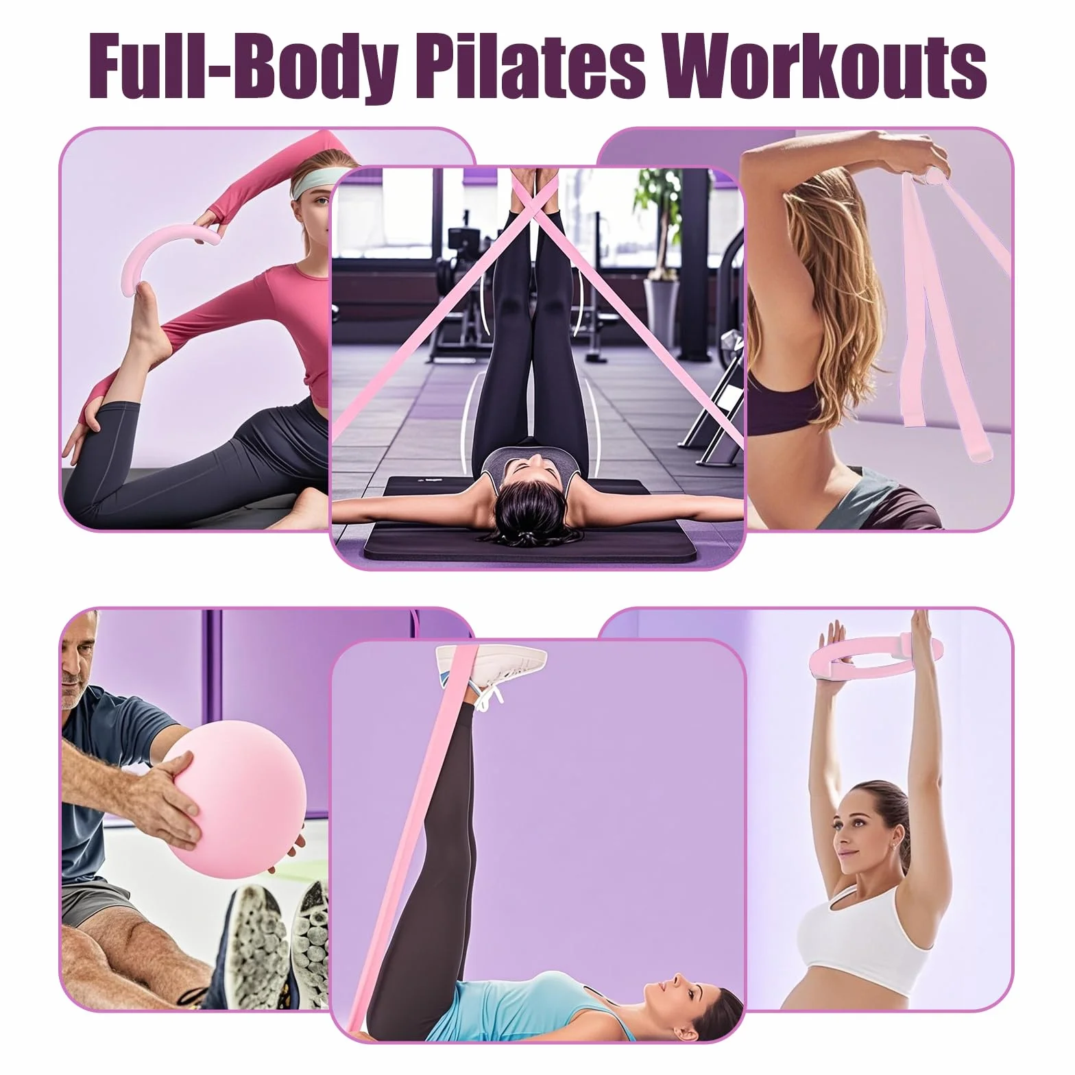 COONE Kit Pilates Maison, Anneaux De Pilates, Better Me Pilates Kit, Comprend l'anneau De Pilates Le Ballon De Yoga La Sangle D'assistance De Yoga l'anneau De Yoga pour Les Jambes