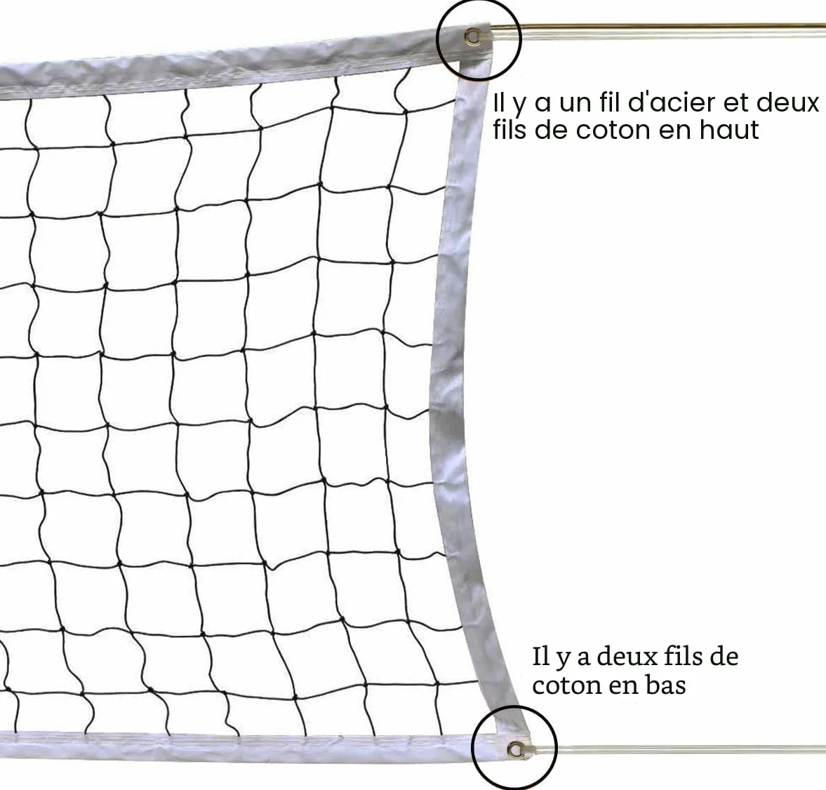 Filet de Volleyball 9.5M x 1M de Plage avec Sac