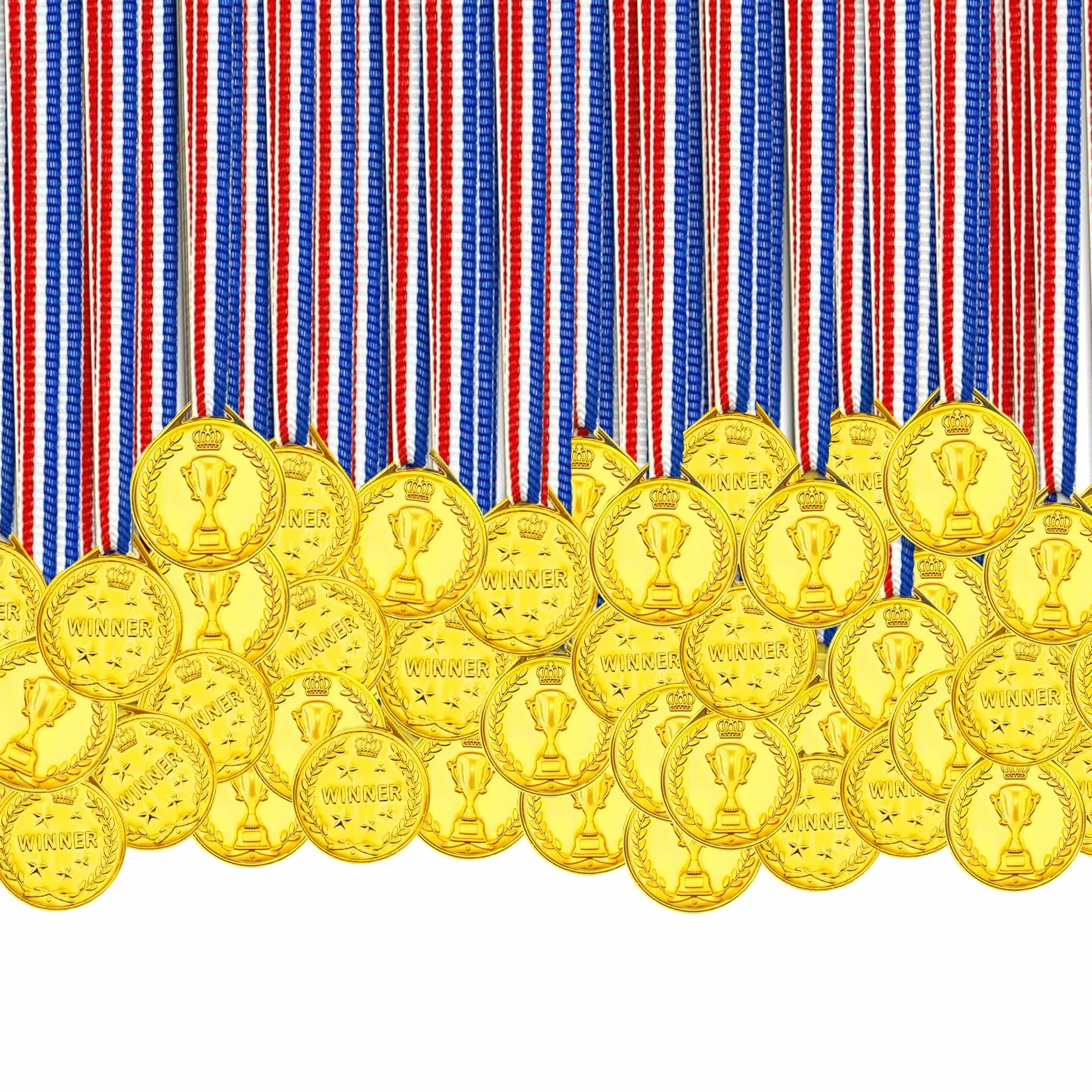 HOMURY Lot de 100 médailles d'or pour Enfants, Médailles d'or gagnantes, Médailles gagnantes - Médailles d'or gagnantes - Médailles de gagnants pour Les Enfants (Motif Trophée)