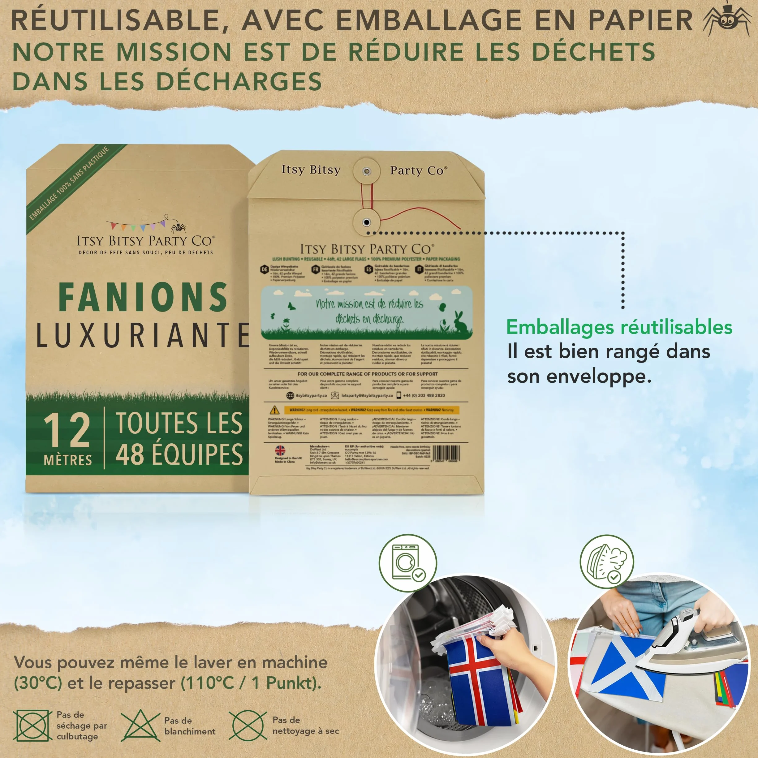 Banderole réutilisable Coupe du Monde 2026 – 48 équipes qualifiées – Décoration football 2026