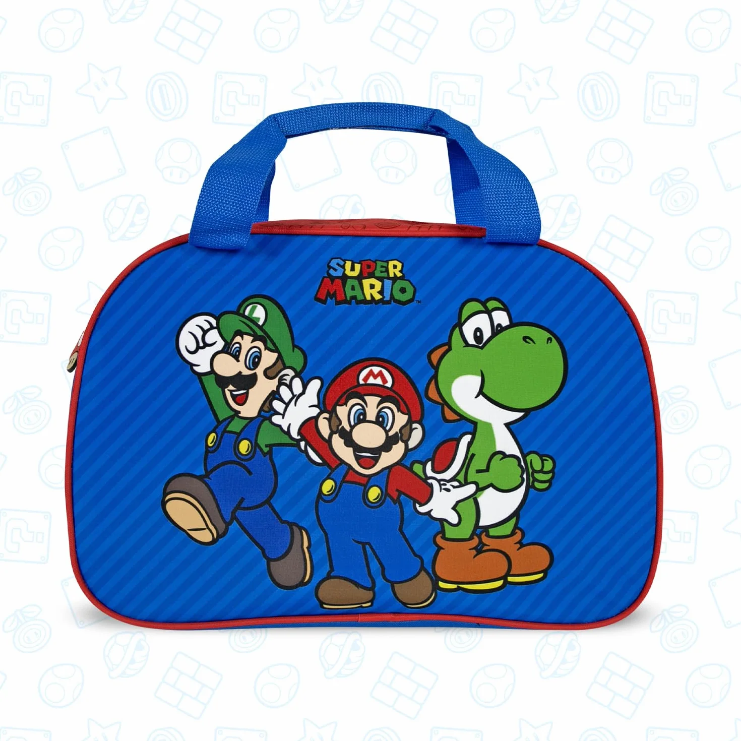 Sac de Sport Mario Enfant Bleu Rouge Sac de Voyage Super Mario Léger Résistant Garcon Ecole Sac à Main Bandoulière Piscine Danse Gym Football Garçon 28x41,5x21 cm