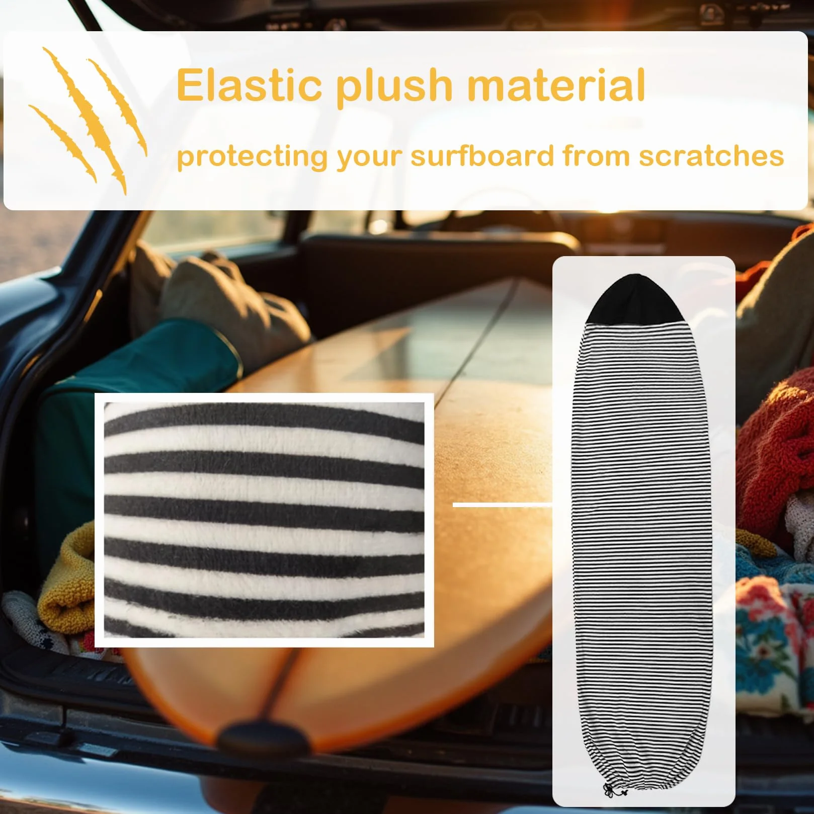 Housse de protection pour planche de surf pour longboard, paddleboard, planche de surf, planche de surf, housse avec cordon de serrage